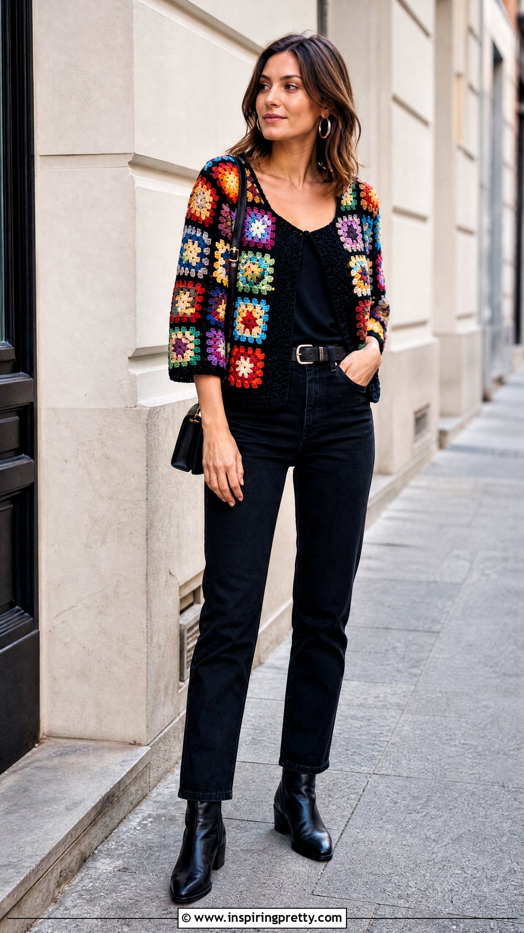 Granny Square Top With Black Jeans - 50 granny square top outfit ideas