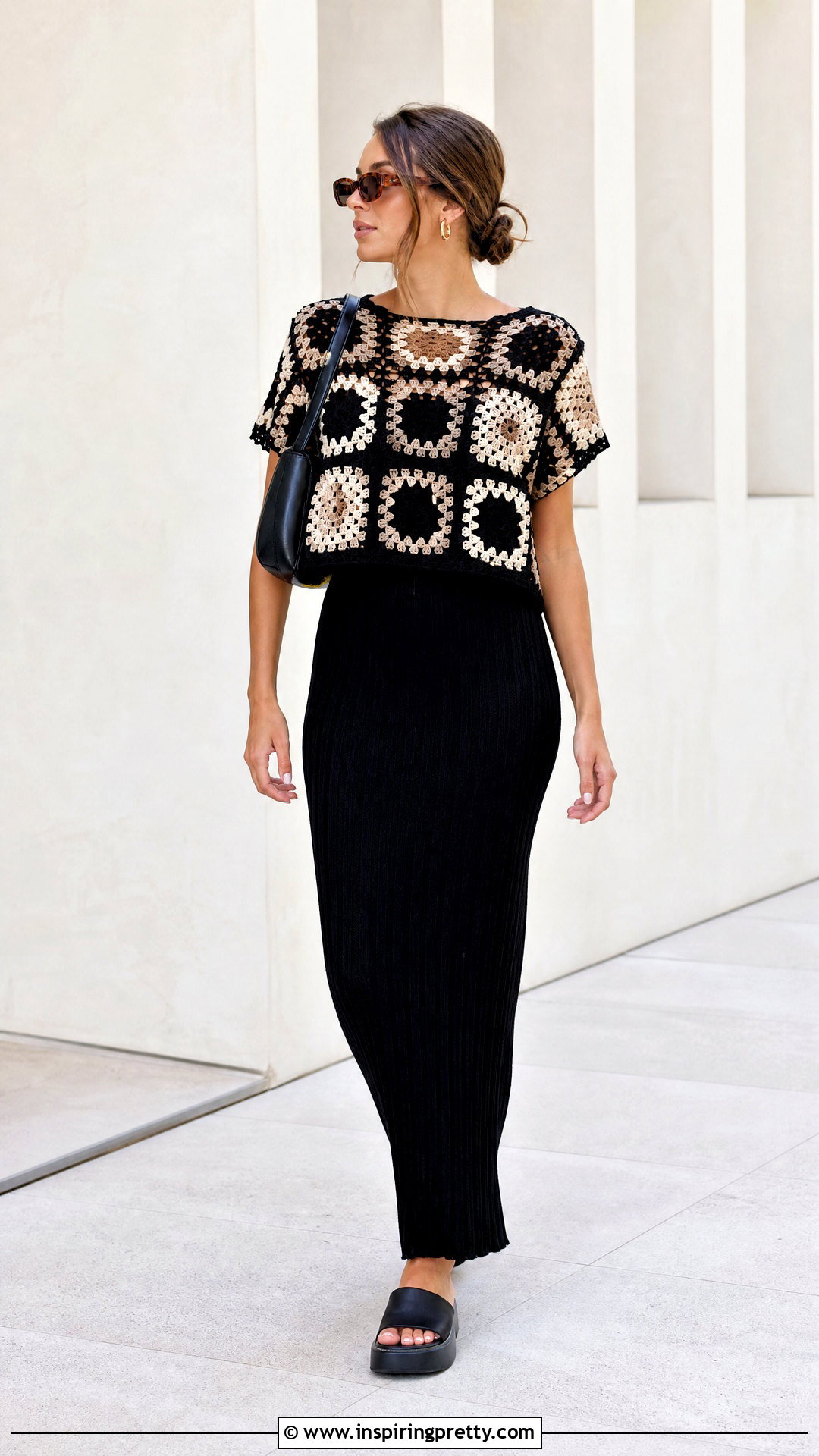 Granny Square Top With Column Maxi Skirt - 50 granny square top outfit ideas