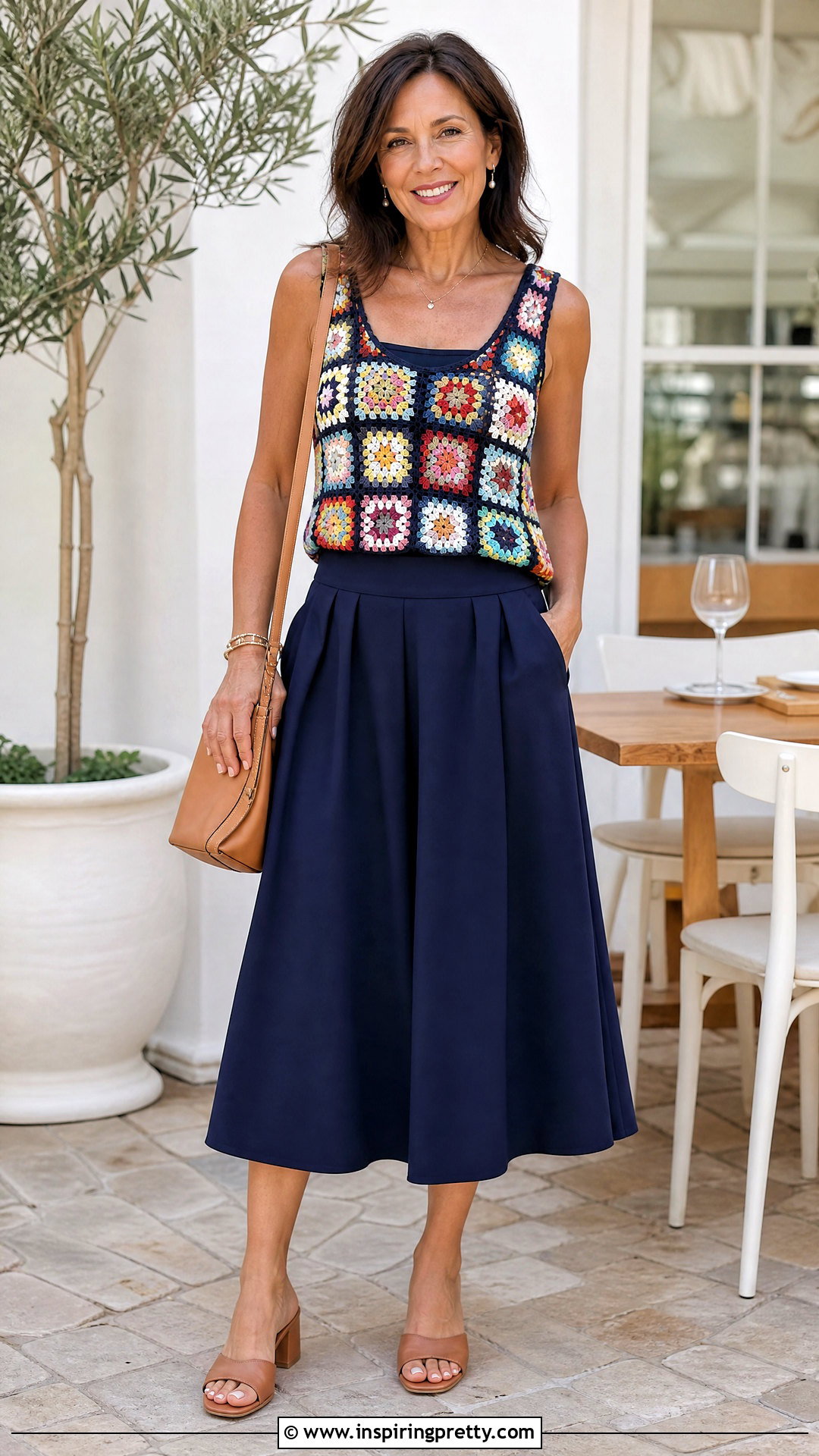 Granny Square Top With Midi Skirt - 50 granny square top outfit ideas
