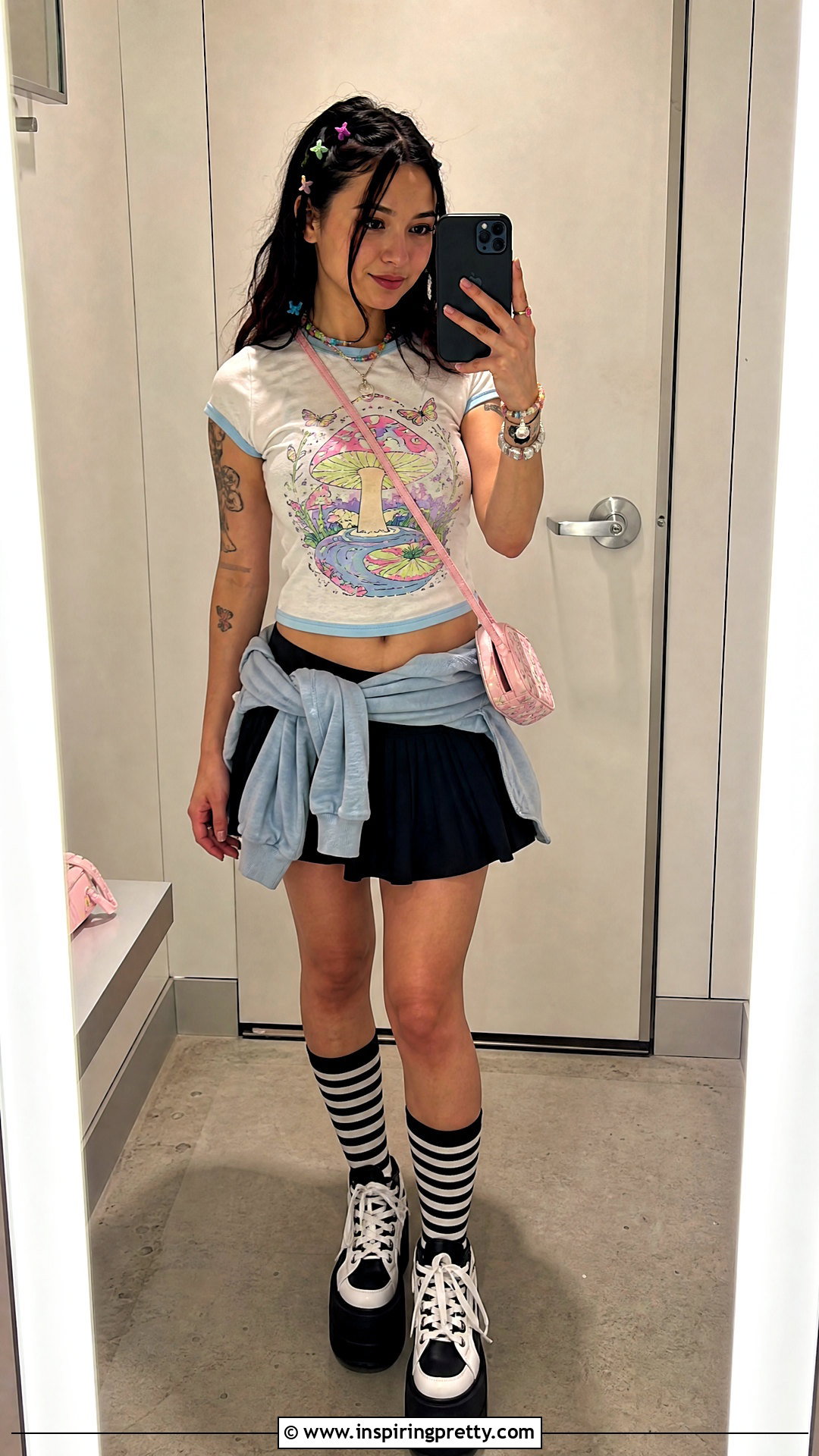 Graphic Baby Tee And Pleated Skirt - 20 Tops For Raves