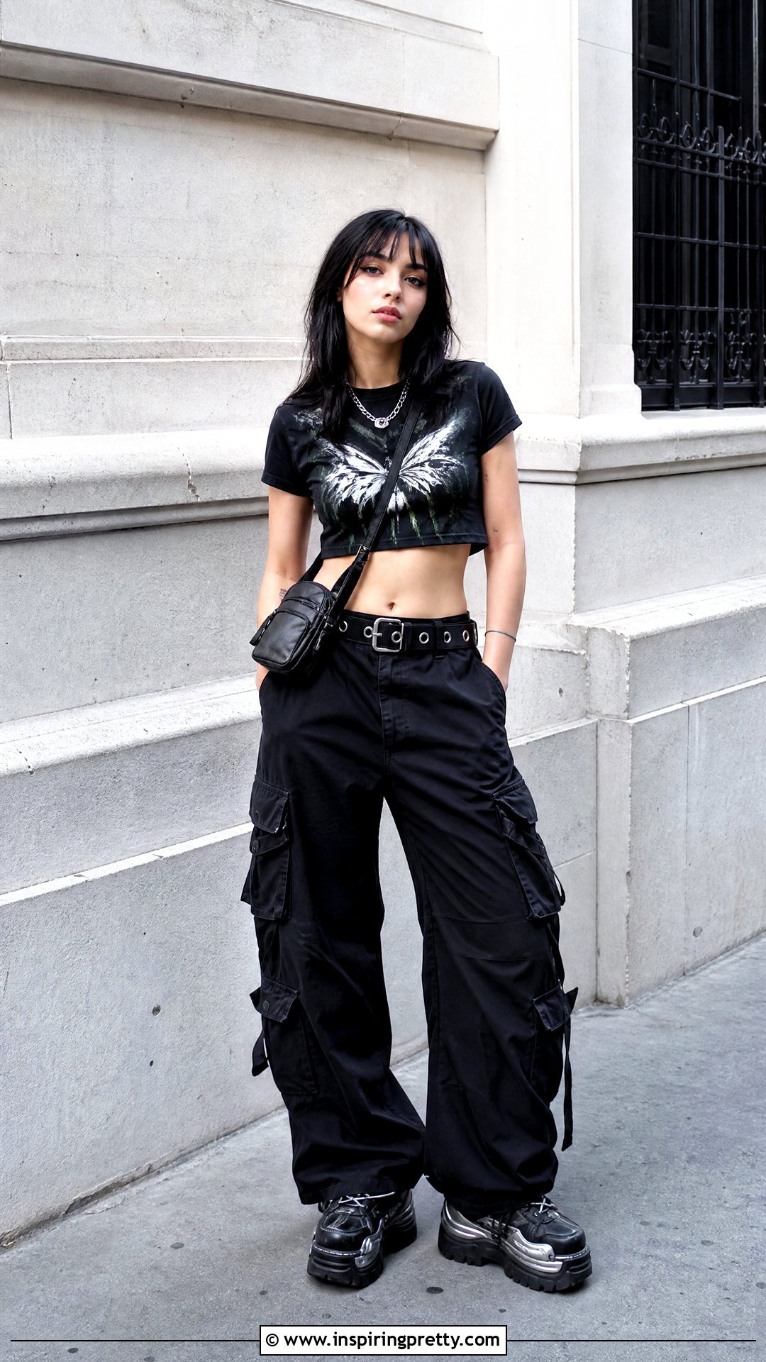 Graphic Crop Top And Cargo Pants Outfit - 25 egirl crop top outfit ideas