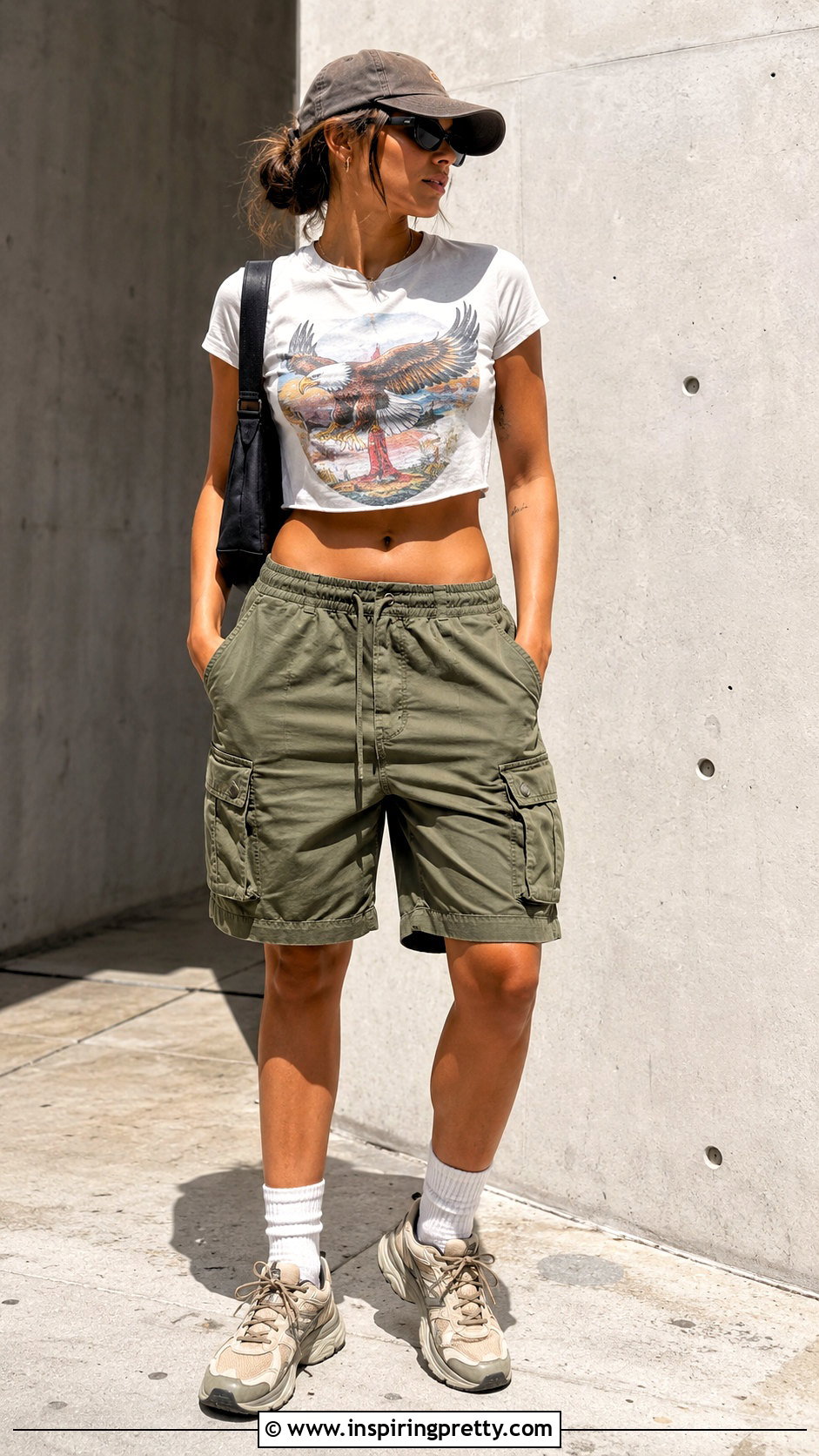 Graphic Crop Top And Cargo Shorts Outfit - 50 shorts and crop top outfits
