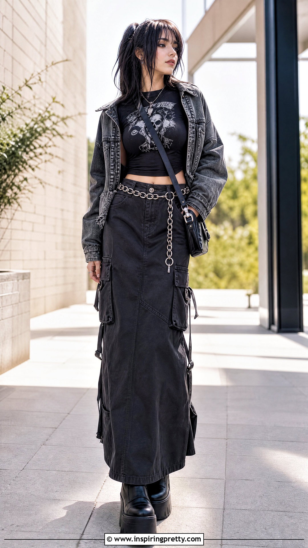 Graphic Crop Top And Maxi Skirt Outfit - 25 egirl crop top outfit ideas