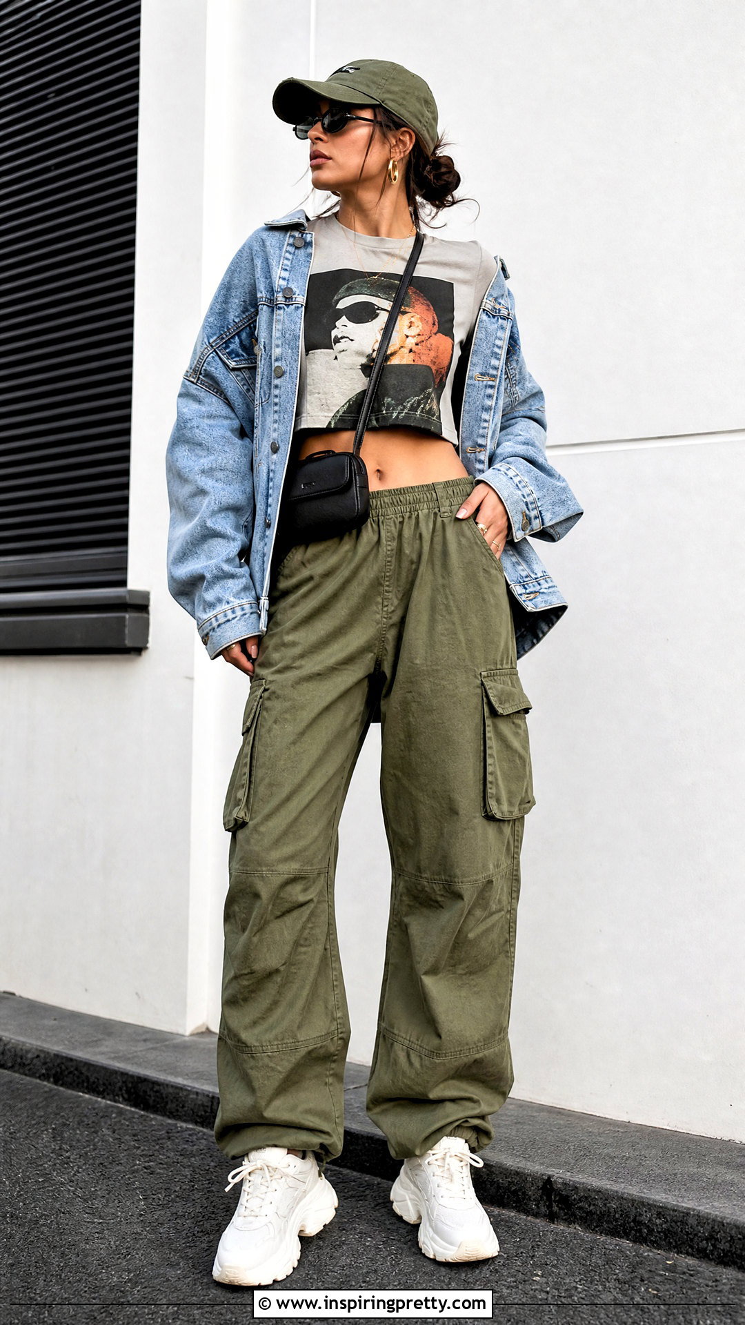 Graphic Crop Top With Cargo Pants - 50 crop top styles