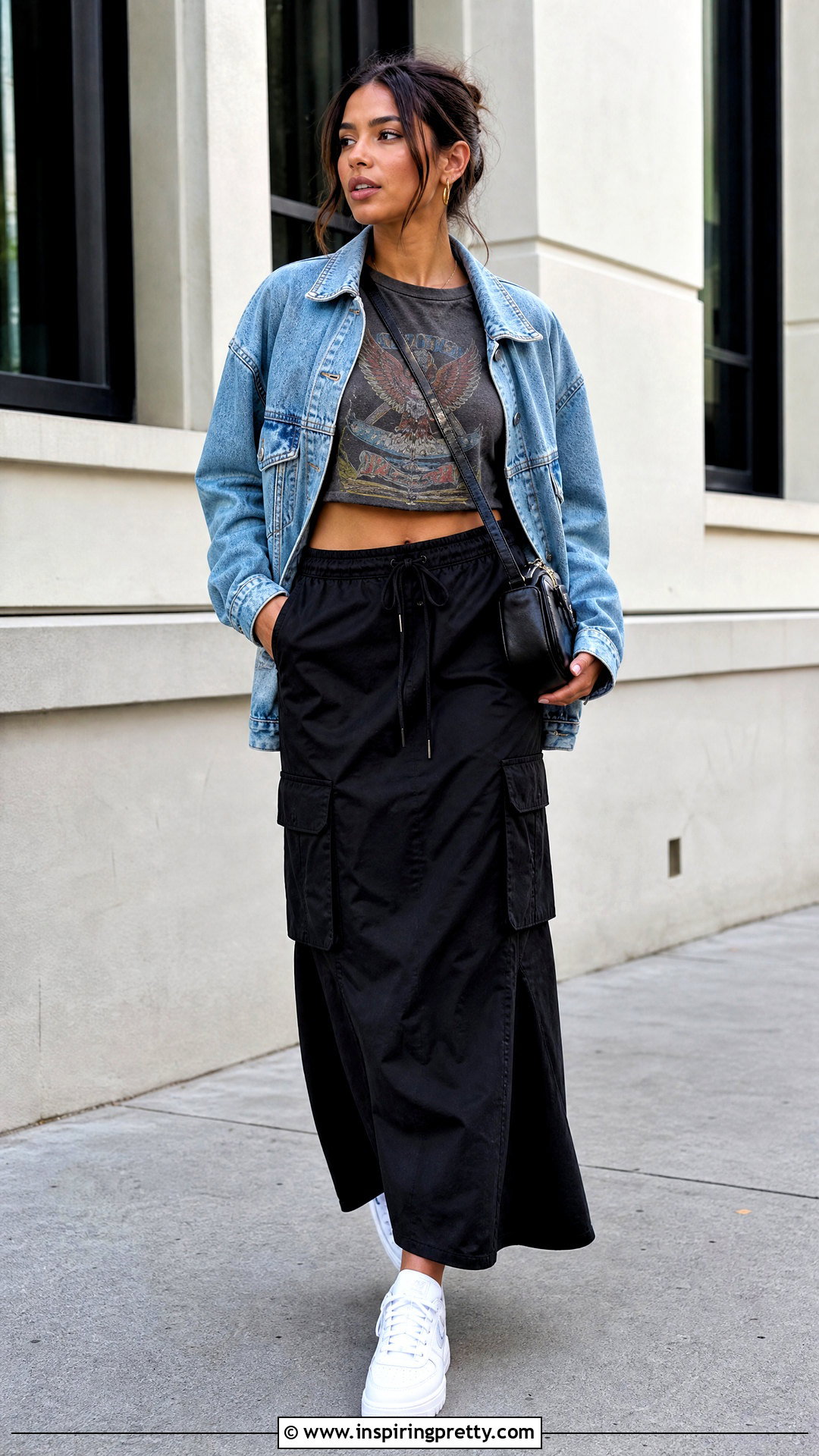 Graphic Crop Top With Long Skirt - 50 crop top with long skirt outfit ideas