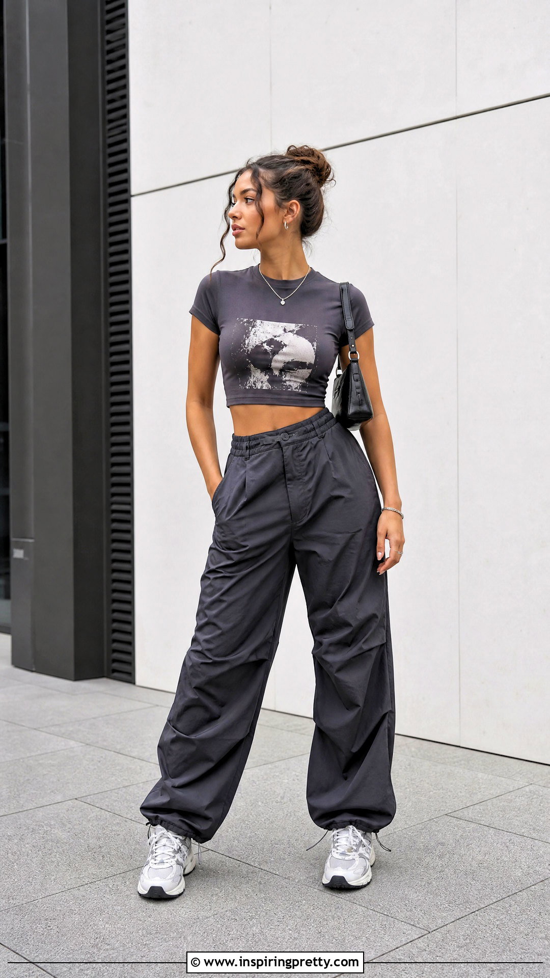 Graphic Crop Top With Parachute Pants - 20 crop tops for rectangle body shapes
