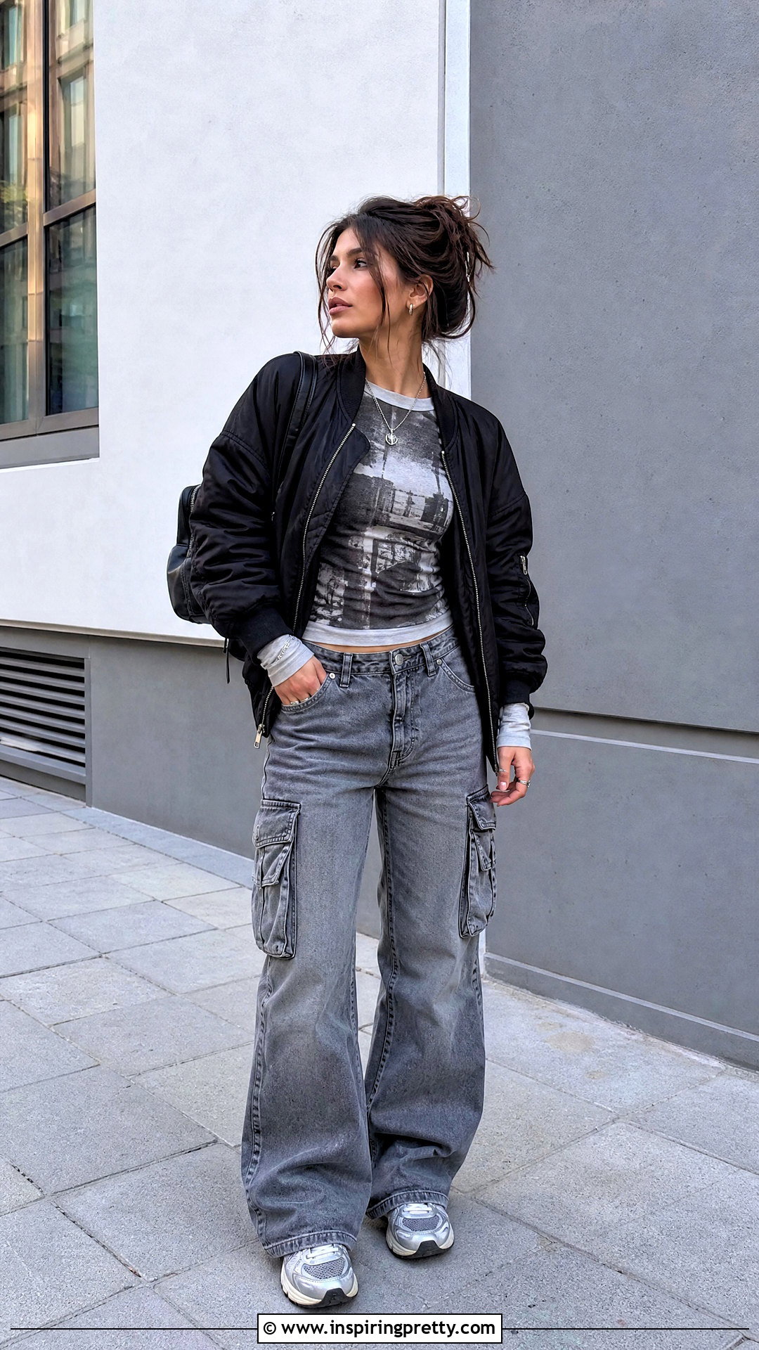 Graphic Full Sleeve Top With Cargo Jeans - 50 full sleeve top outfits