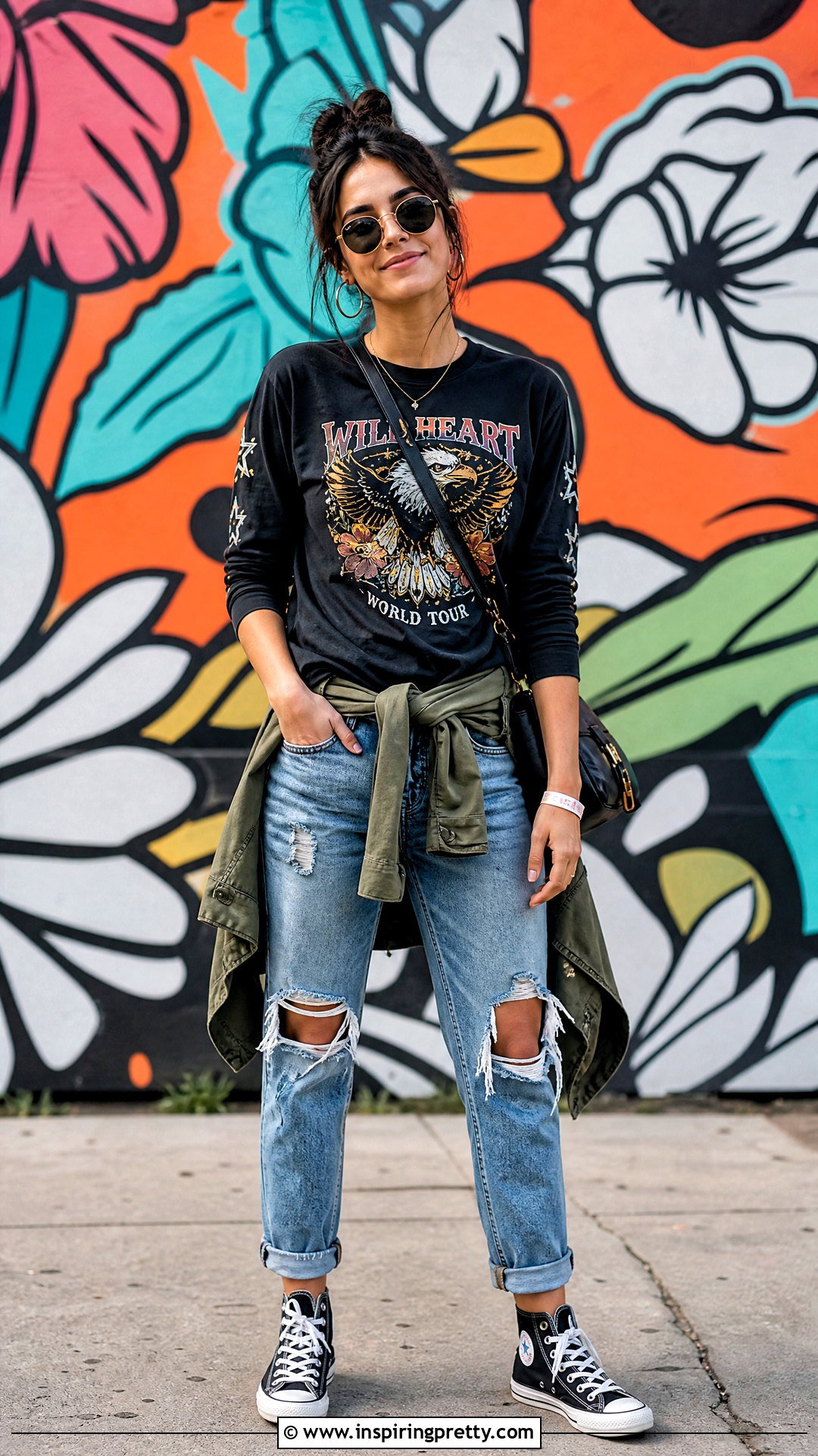 Graphic Full Sleeve Top With Distressed Jeans - 50 full sleeve tops for women