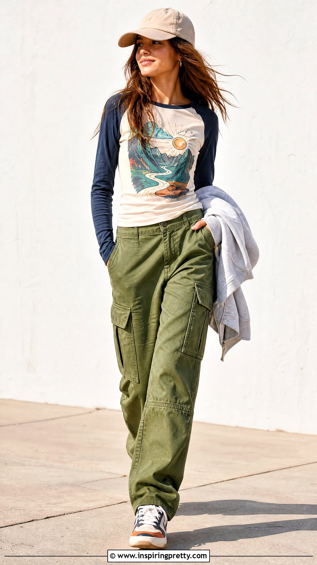 Graphic Long Sleeve Top With Cargo Pants - 25 long sleeve tops for girls