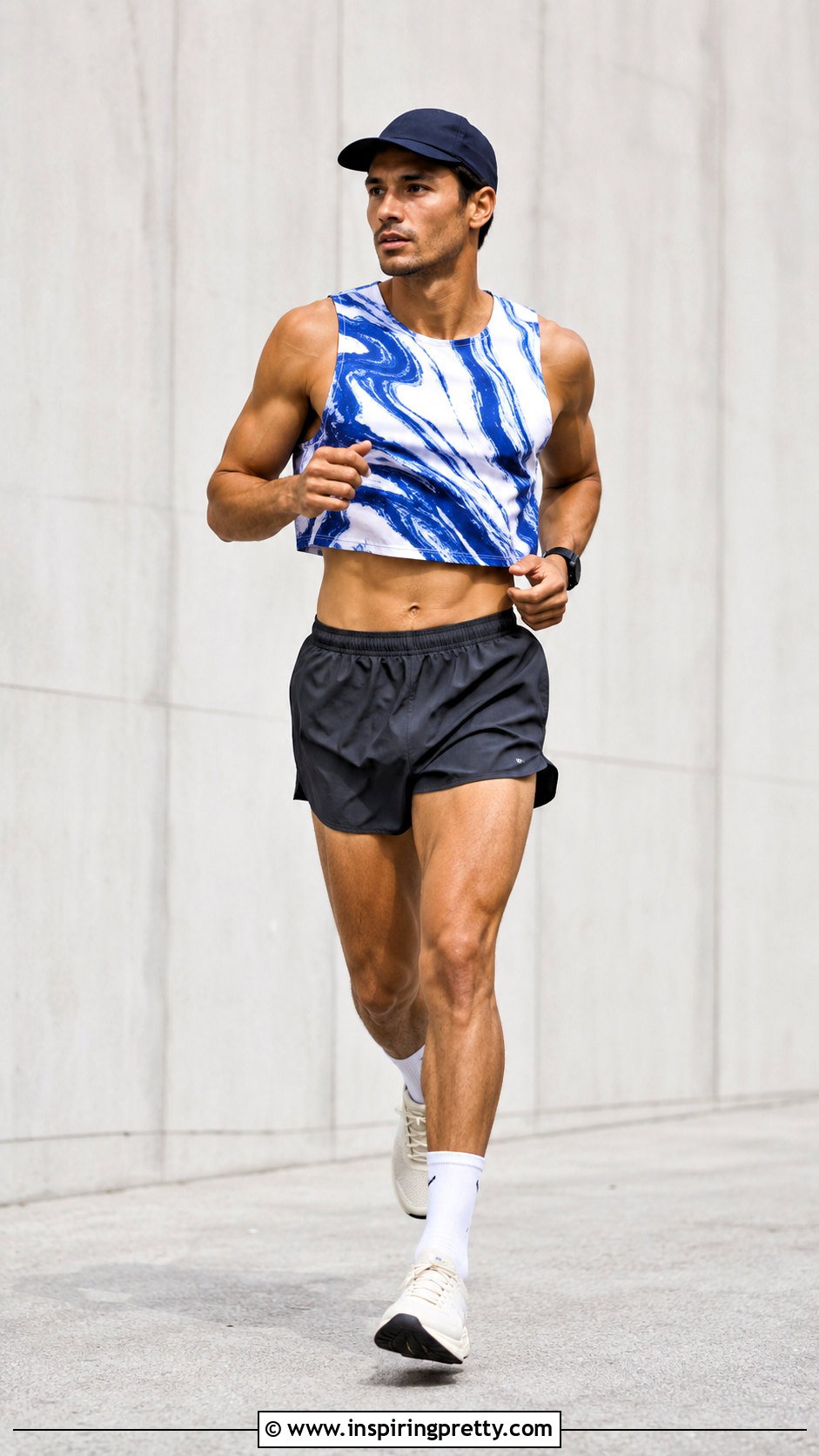 Graphic Mens Running Crop Top With Neutral Shorts - 20 Mens Running Crop Tops