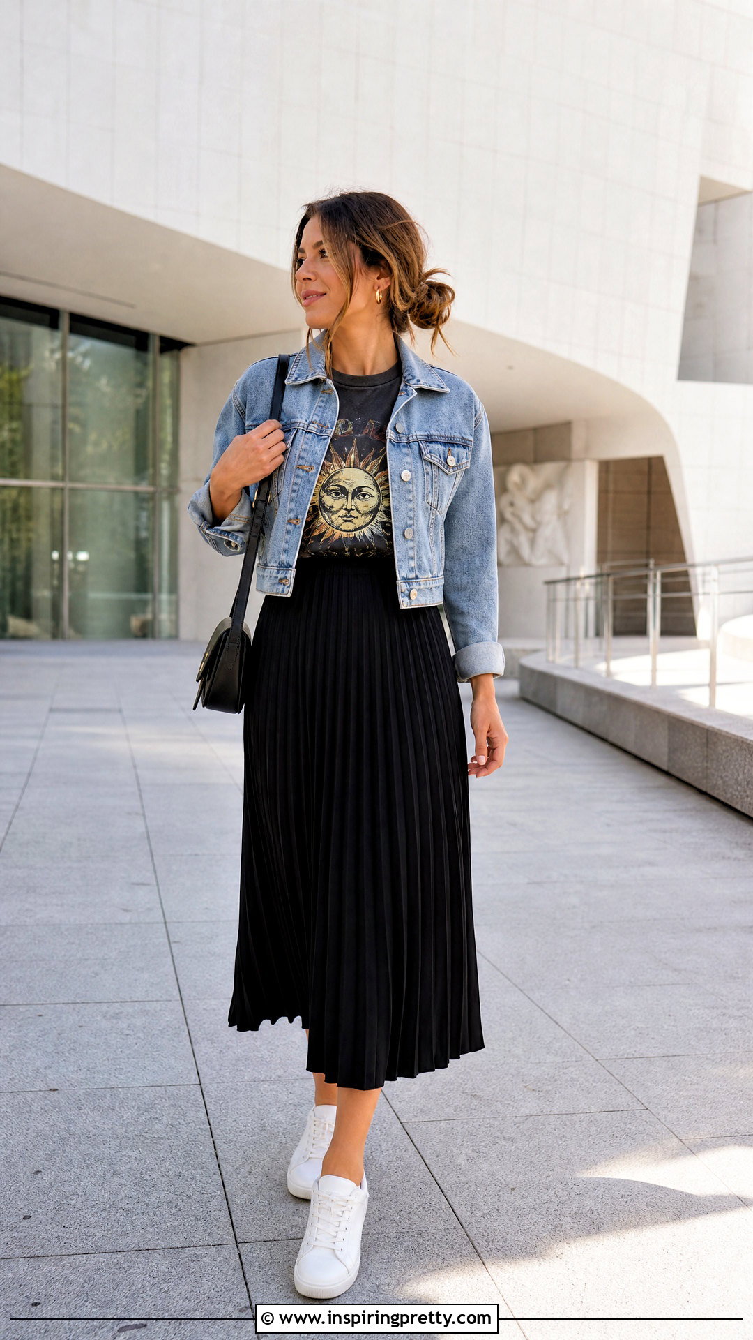 Graphic T Shirt And Pleated Midi Skirt Outfit - 50 top outfits