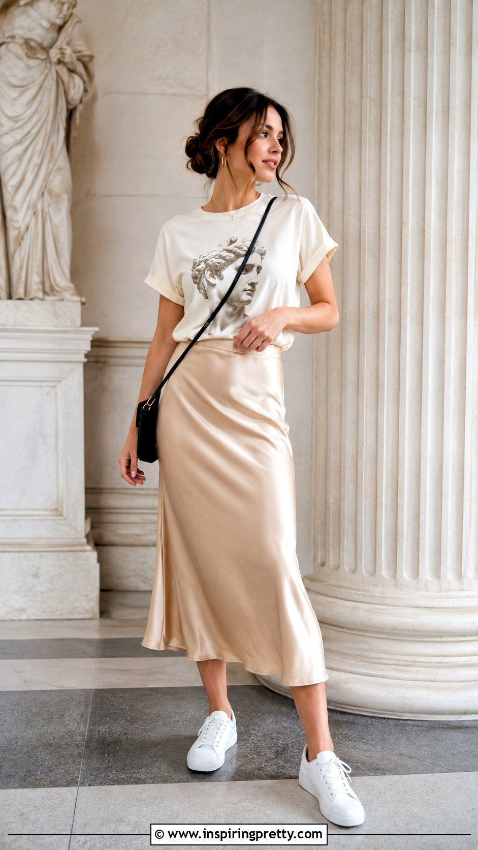 Graphic T Shirt And Satin Skirt Outfit - 50 trendy summer tops outfit ideas
