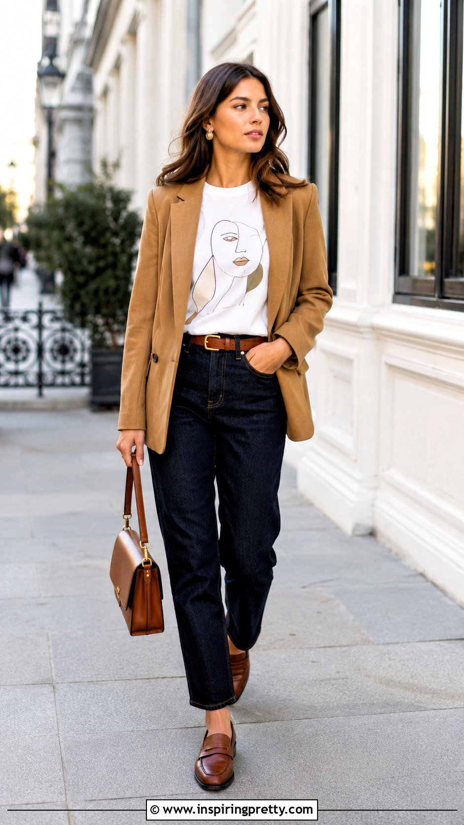Graphic T Shirt Top With Blazer And Jeans - 50 Tops For Women Stylish Classy Ideas
