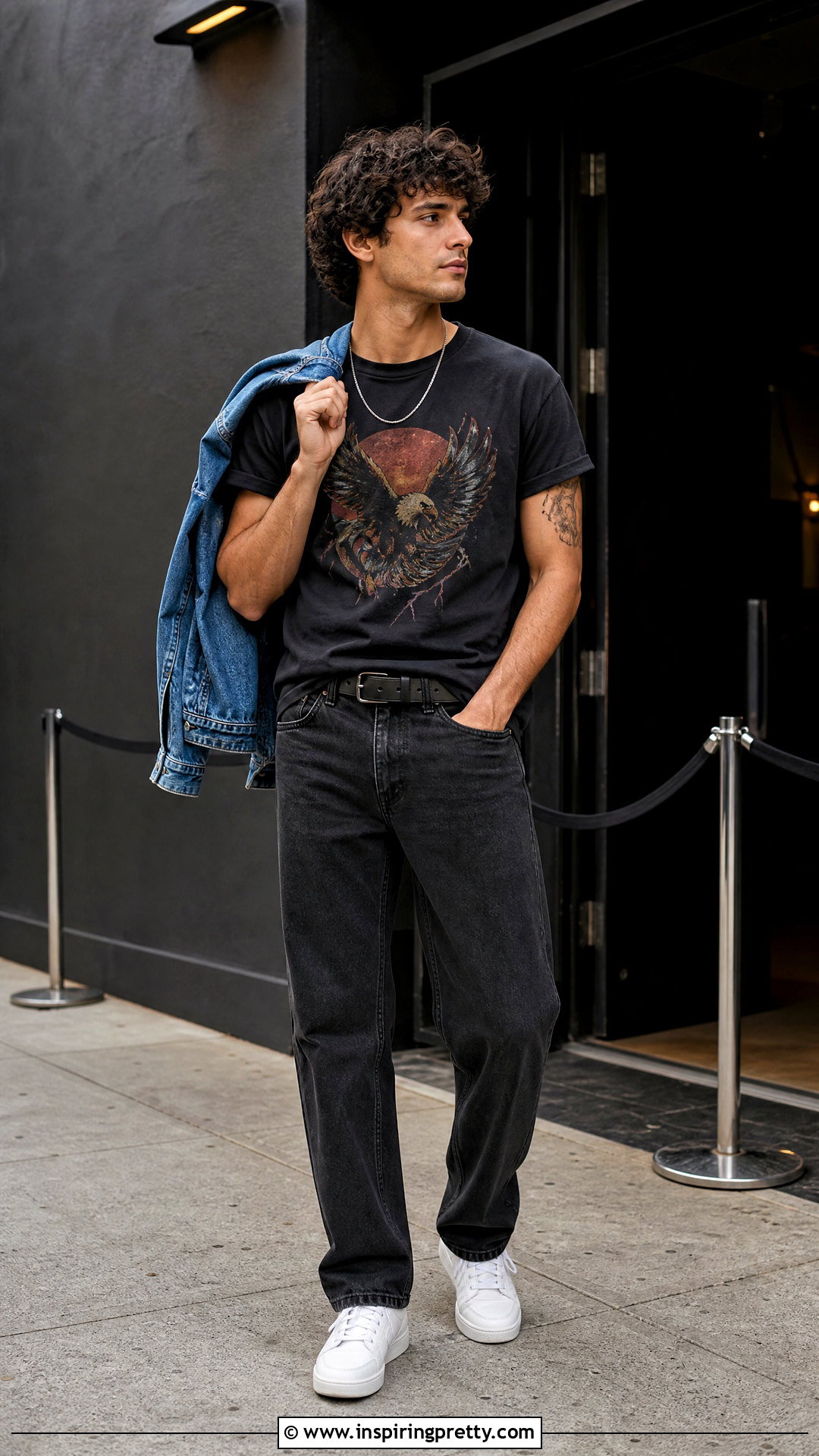 Graphic T Shirt With Black Jeans - 50 mens tops outfit ideas