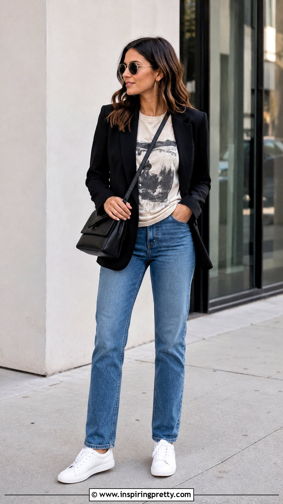 Graphic T Shirt With Blazer And Jeans - 50 ladies tops fashion