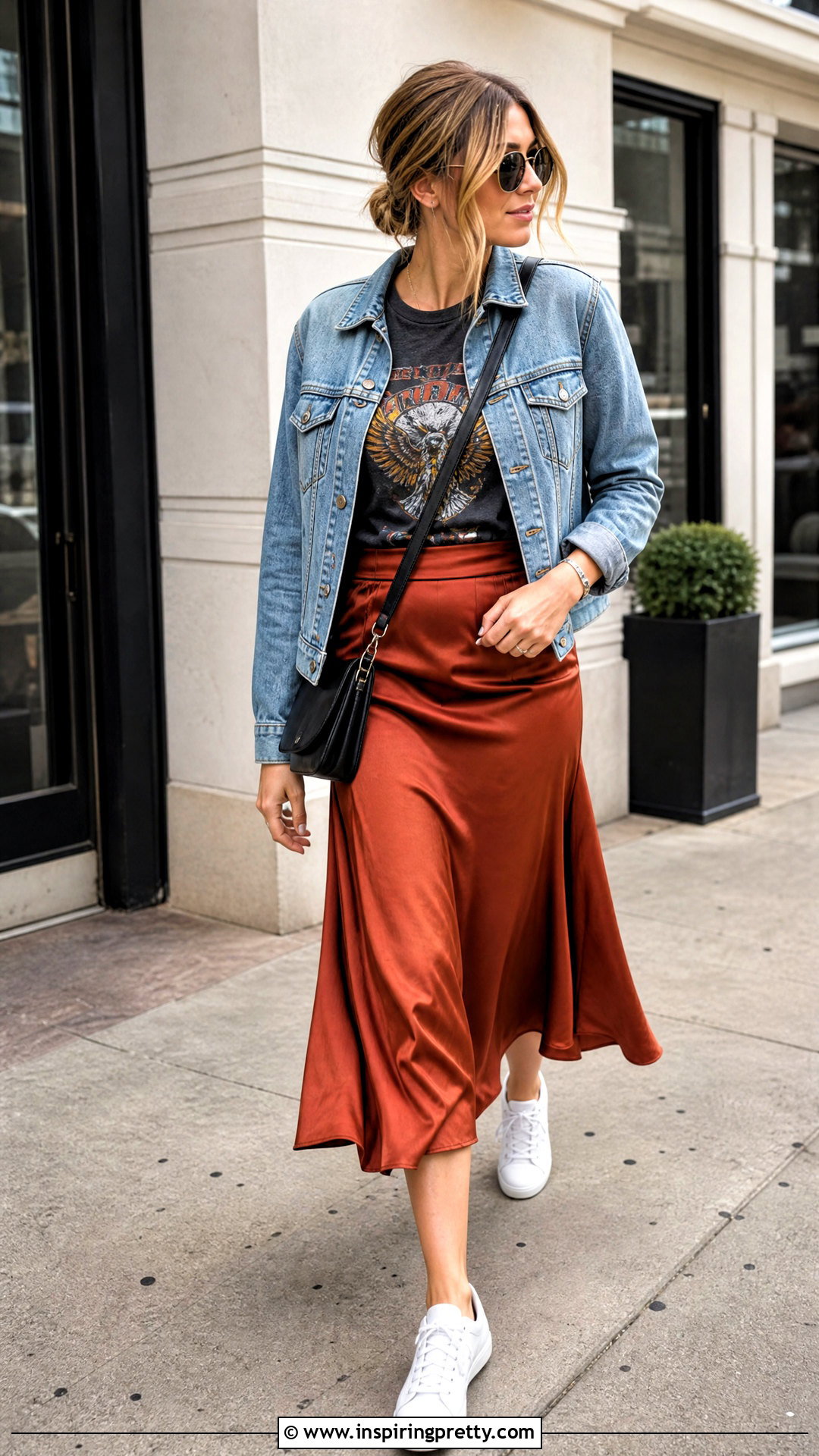 Graphic T Shirt With Flowy Midi Skirt - 25 top with flowy bottom outfits