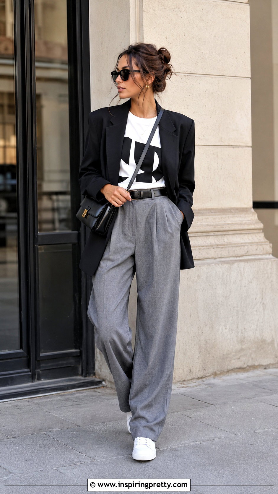 Graphic T Shirt With Grey Pants - what top goes with grey pants (20 ways)