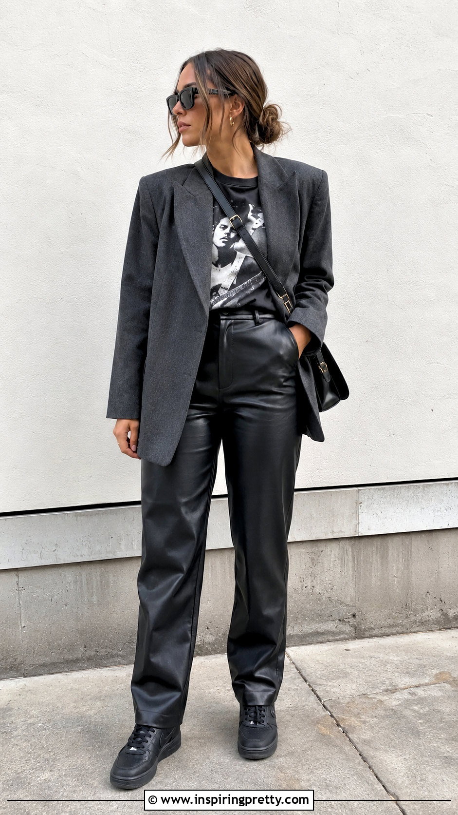 Graphic T Shirt With Leather Pants - What Tops Go With Leather Pants (20 Ways)