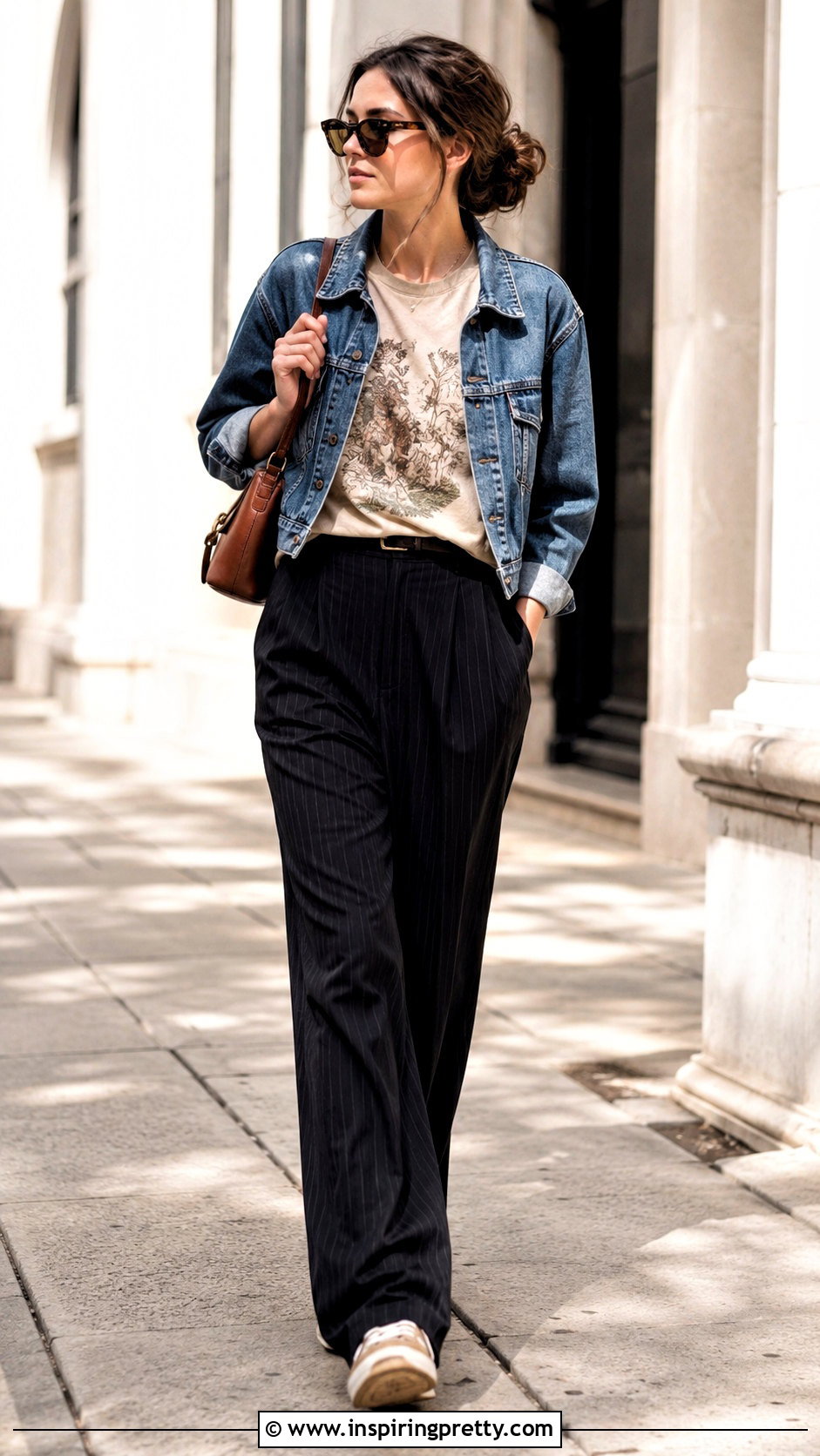 Graphic T Shirt With Pinstripe Pants - what top to wear with pinstripe pants (20 ways)