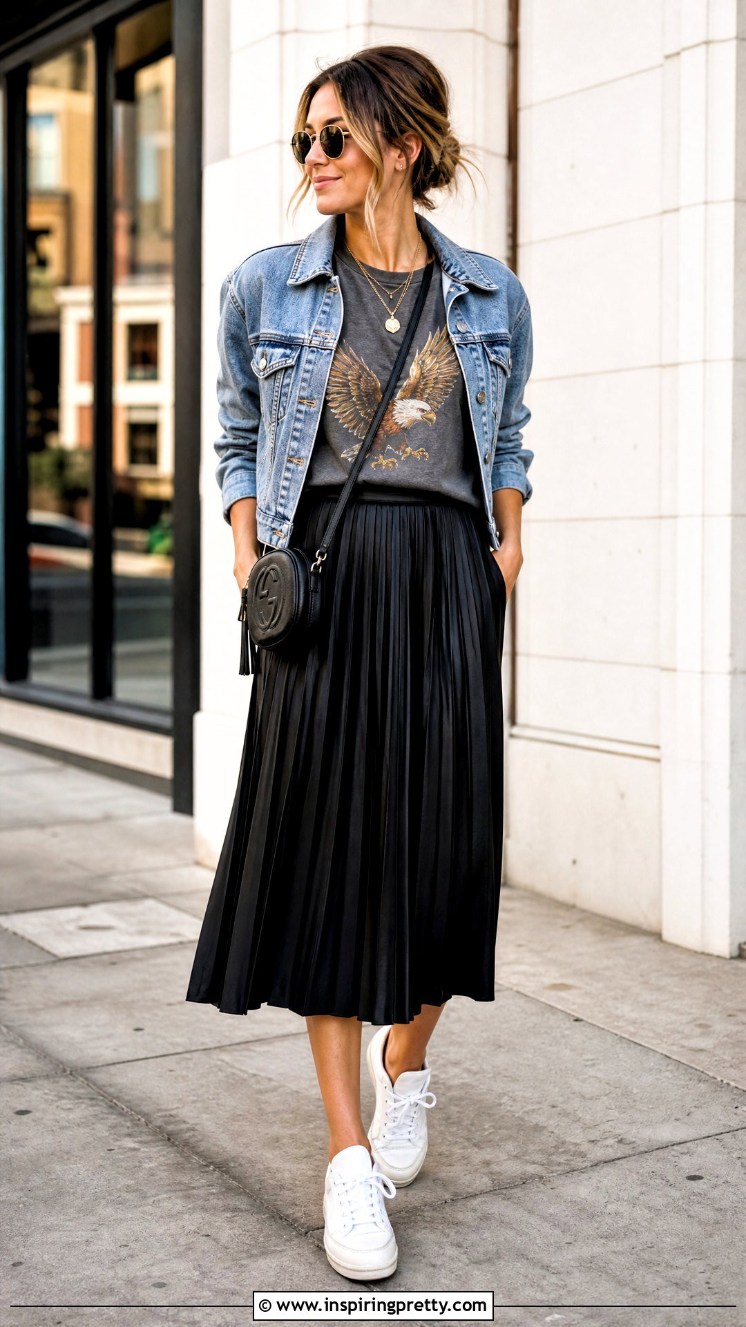 Graphic T Shirt With Pleated Skirt - what top goes with pleated skirt (20 ways)