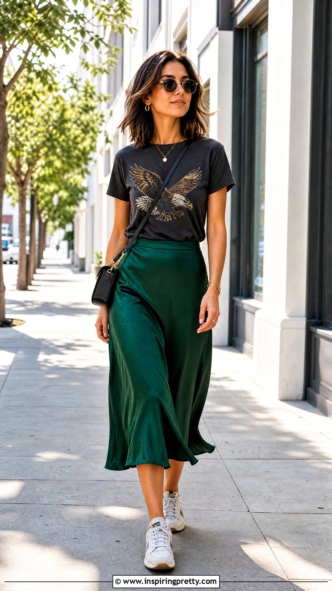 Graphic T Shirt With Satin Skirt - 50 latest tops for women