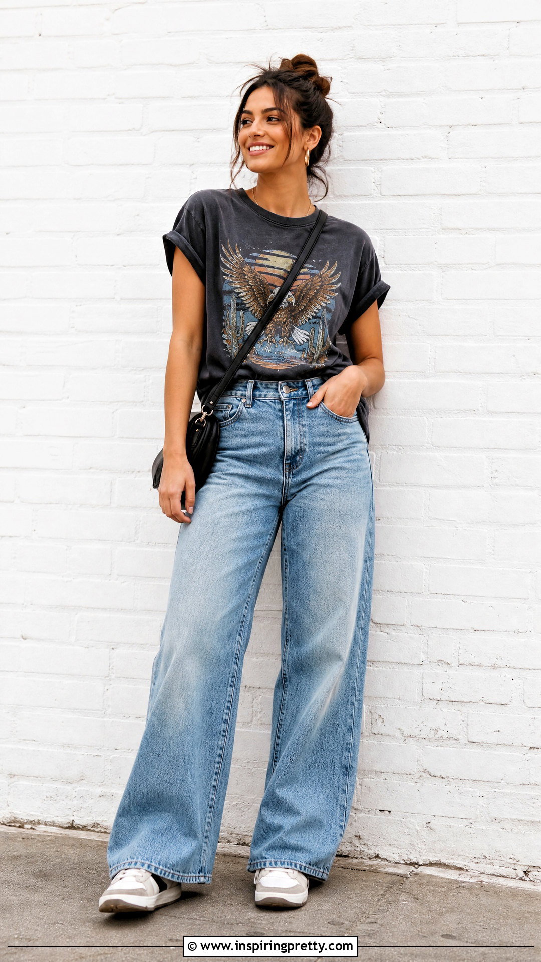 Graphic T Shirt With Wide Leg Jeans - 50 tops to wear with wide leg jeans