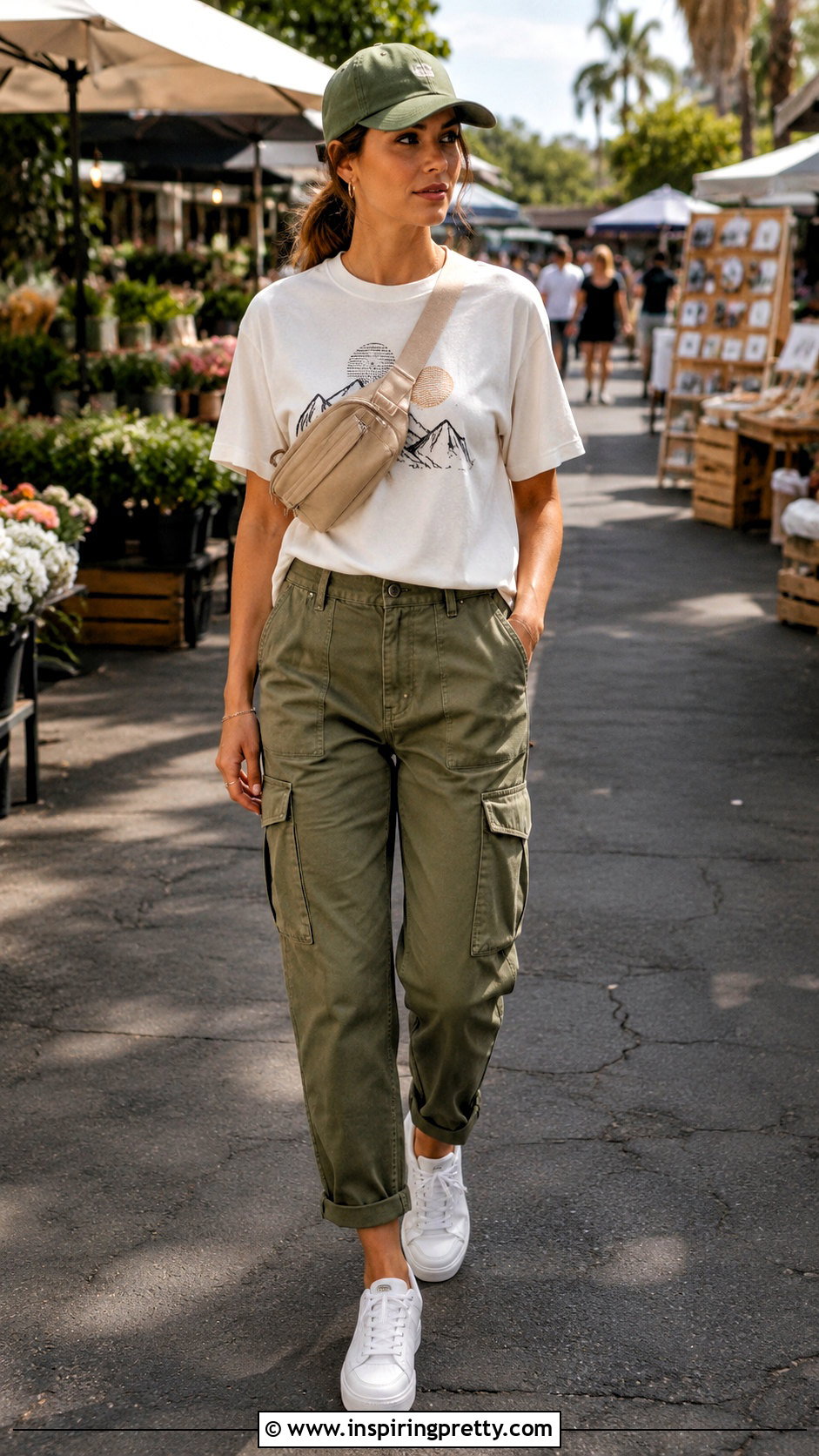 Graphic T Shirt and Cargo Pants Outfit - 50 casual top outfit ideas
