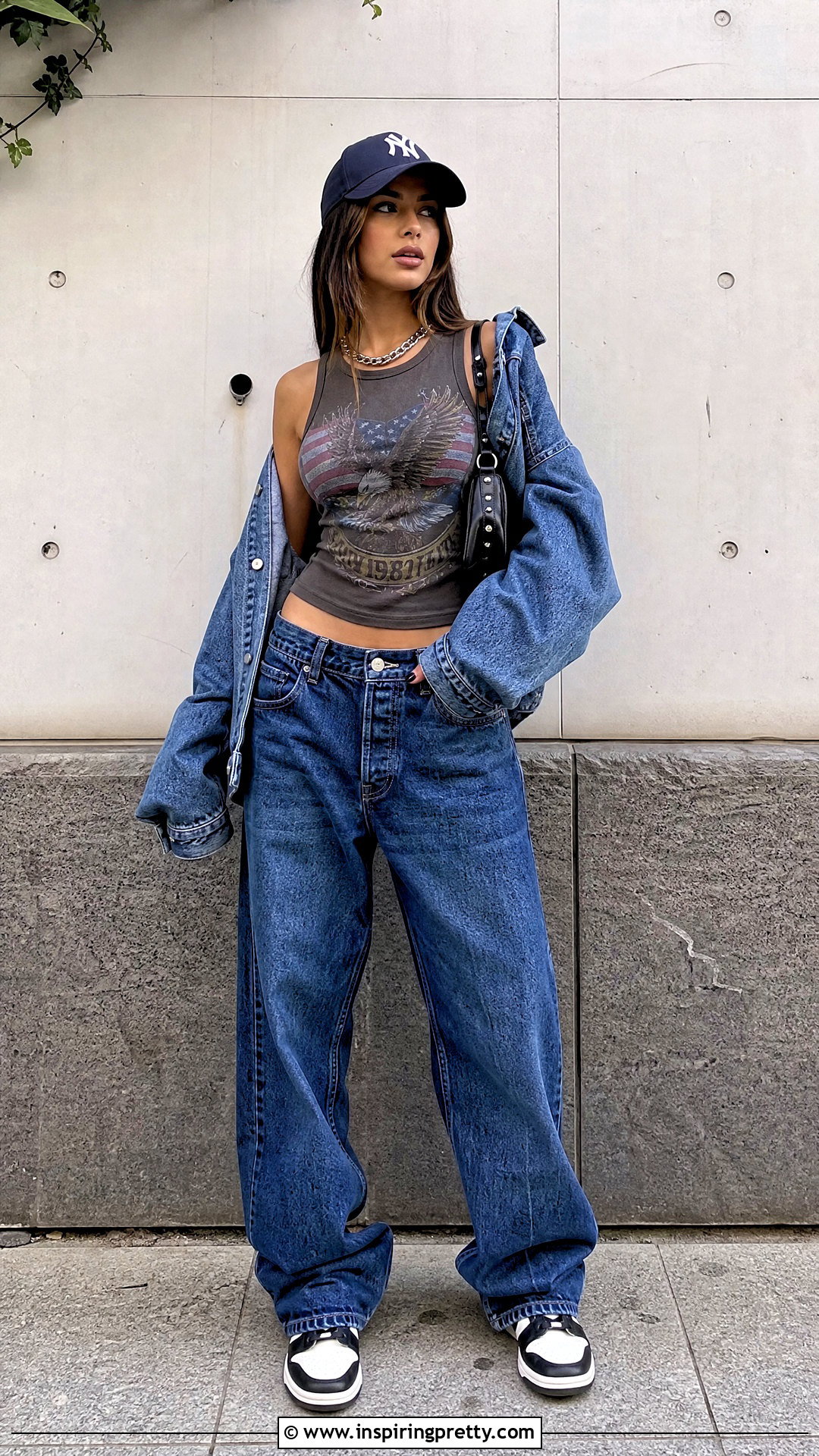 Graphic Tank Top With Baggy Jeans - 50 tank tops outfit ideas