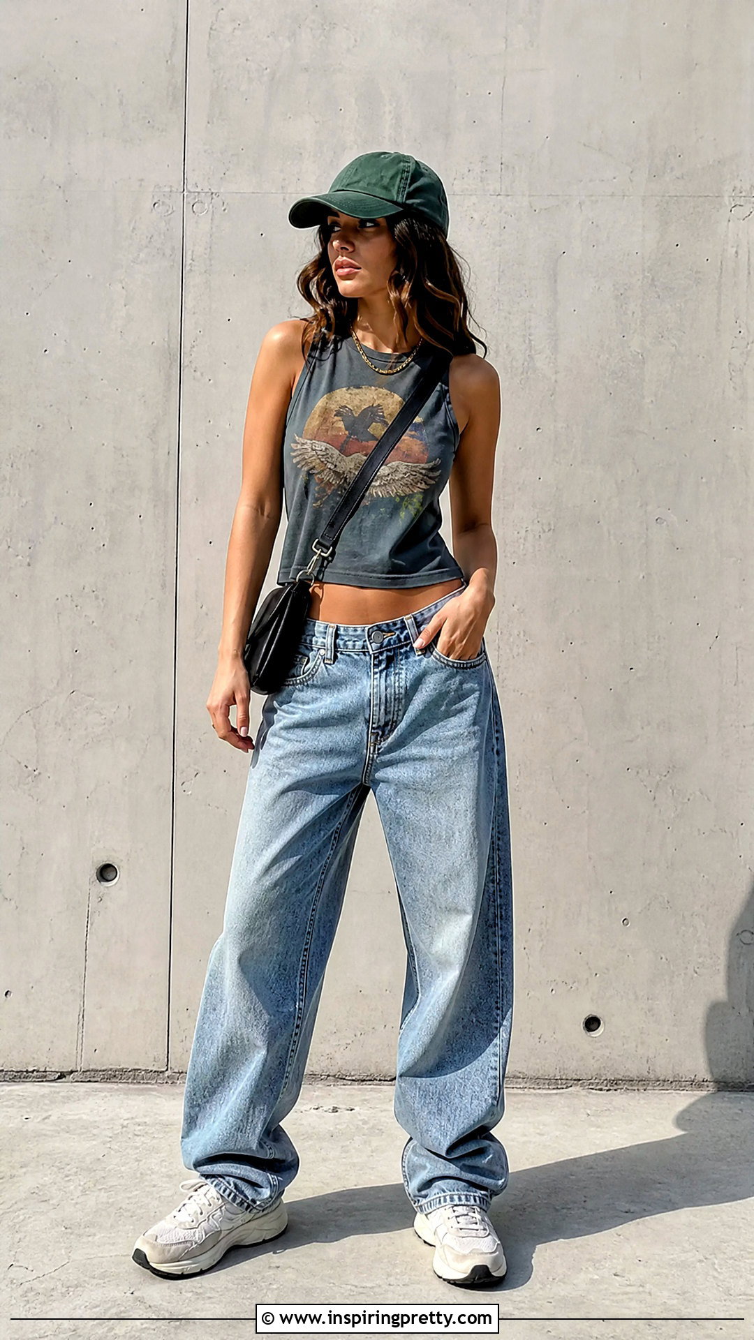 Graphic Tank Top With Baggy Jeans - 50 cute tank top outfits