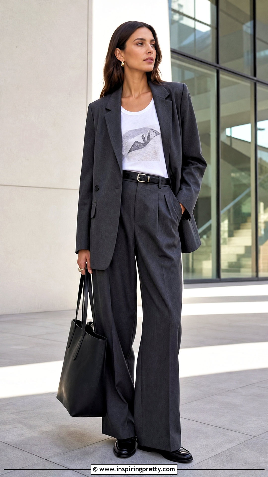 Graphic Tank Top With Blazer And Trousers - 50 graphic tank tops outfit ideas
