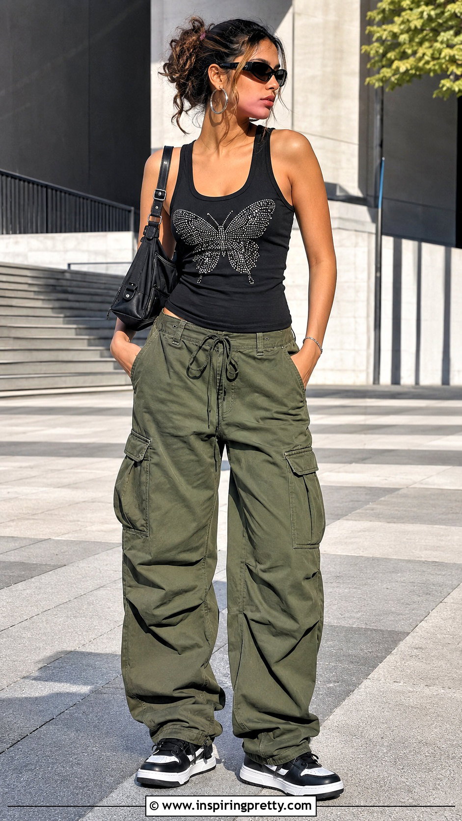 Graphic Tank Top With Cargo Pants - 20 2000s style tank tops outfit ideas