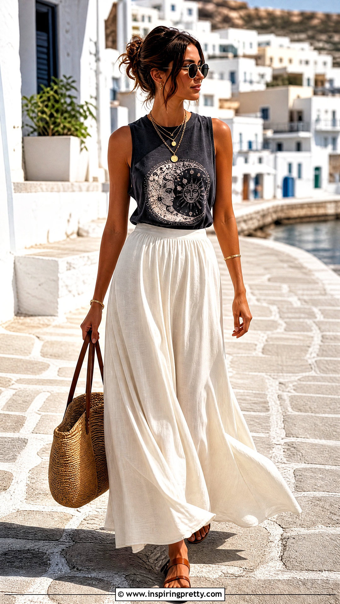 Graphic Tank Top With Maxi Skirt - 20 Casual Outfit With Graphic Tank Top ideas