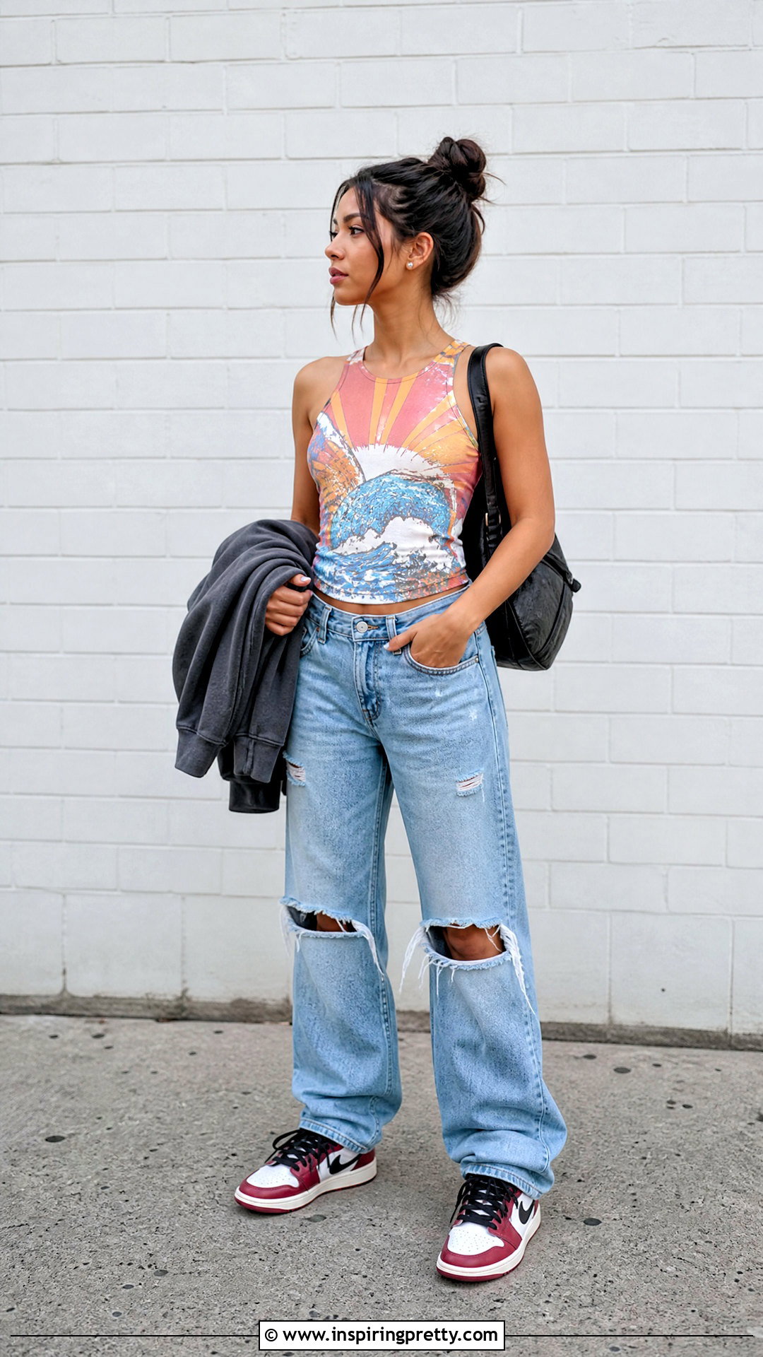 Graphic Tank Top With Ripped Jeans - how to wear a tank top with jeans (20 ways)