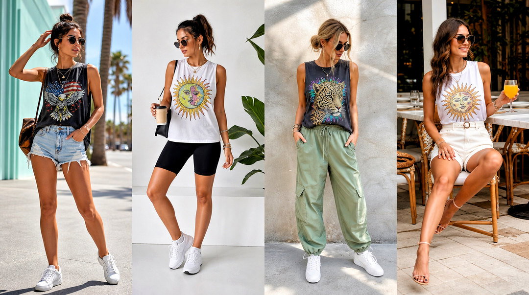 50 Graphic Tank Tops Outfit Ideas for Cool, Casual Summer Style