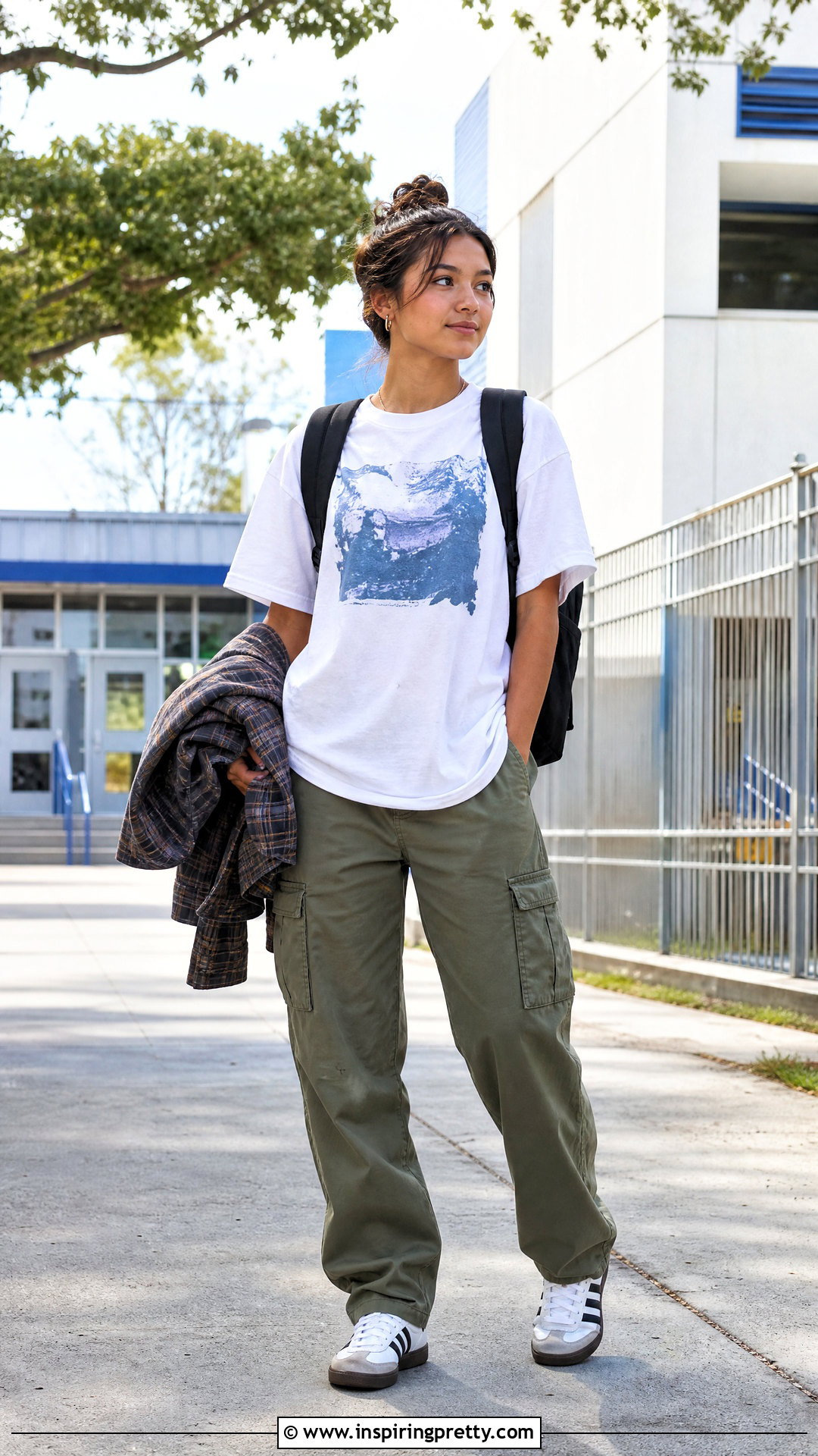 Graphic Tee And Cargo Pants Outfit - 50 cute tops for school ideas