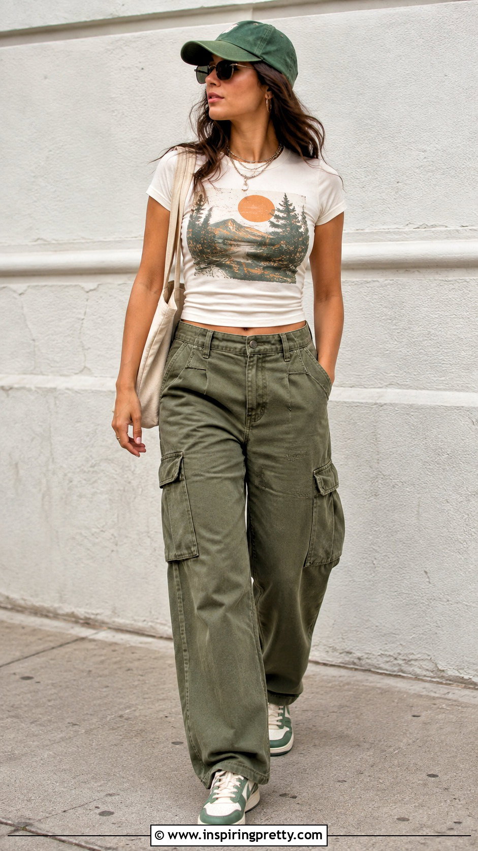 Graphic Tee With Green Cargo Pants - 25 cute tops to wear with cargo pants