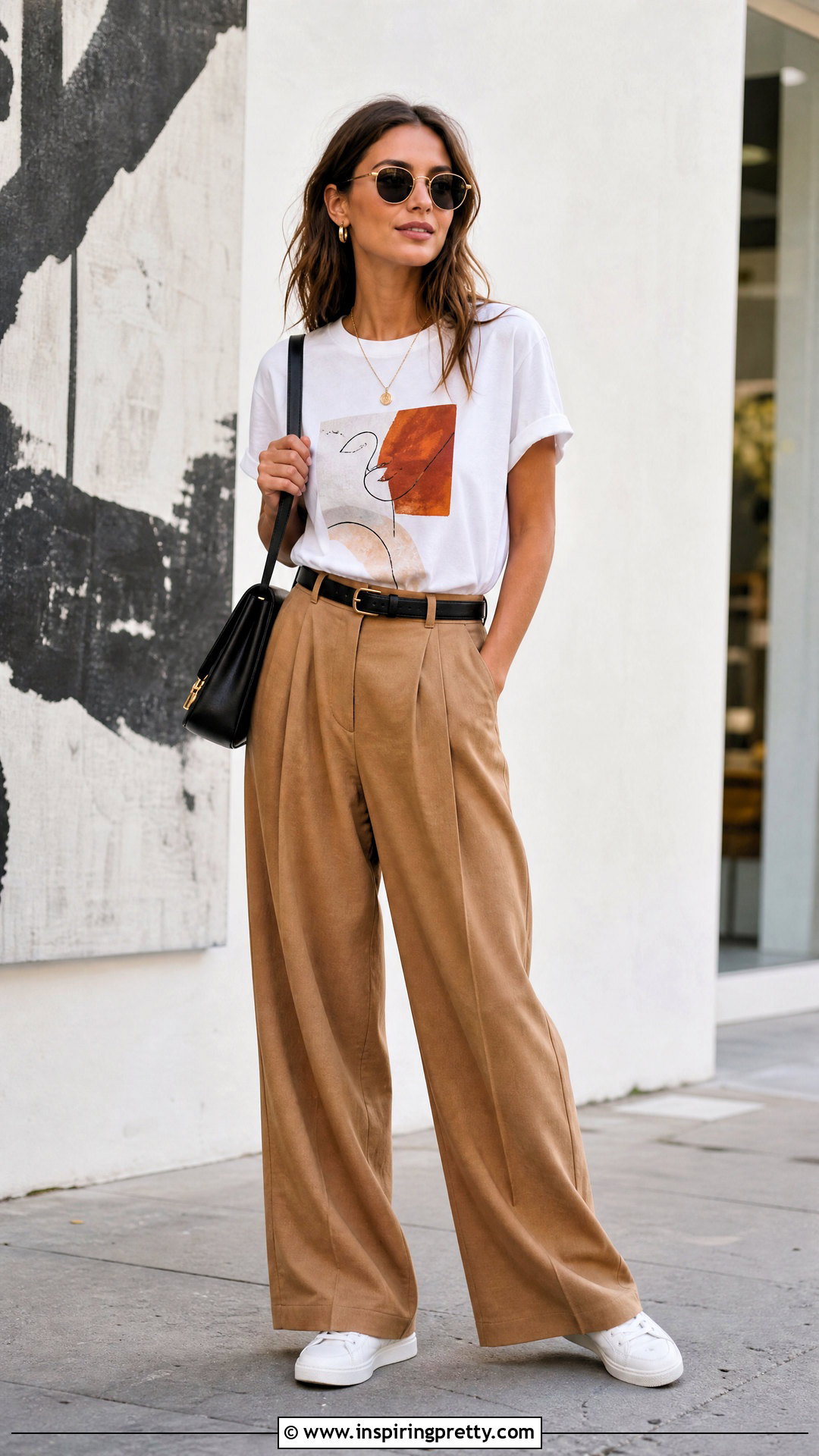 Graphic Tee and Tailored Trousers Outfit - 50 top styles for ladies