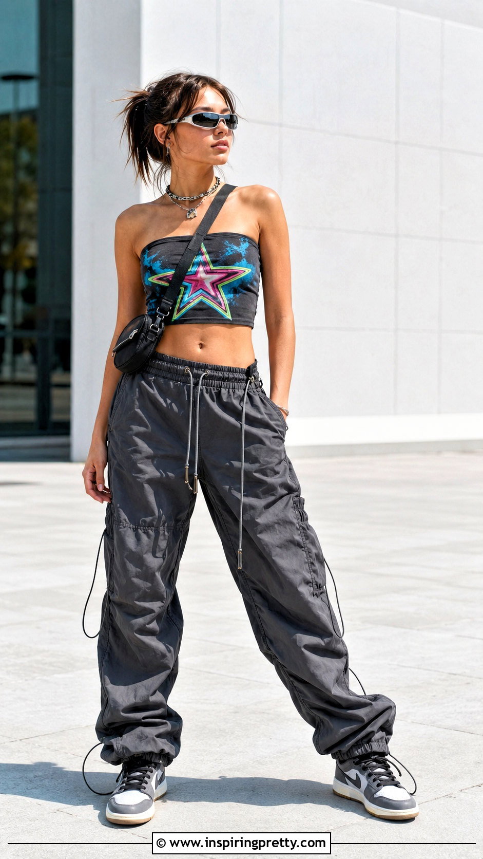 Graphic Tube Top With Parachute Pants - 25 early 2000s tube tops
