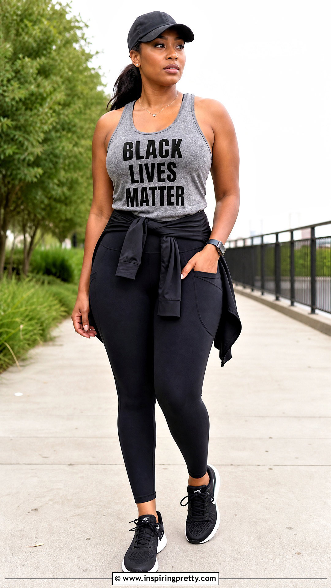 Gray Black Lives Matter Tank With Black Leggings - 20 black lives matter tank tops
