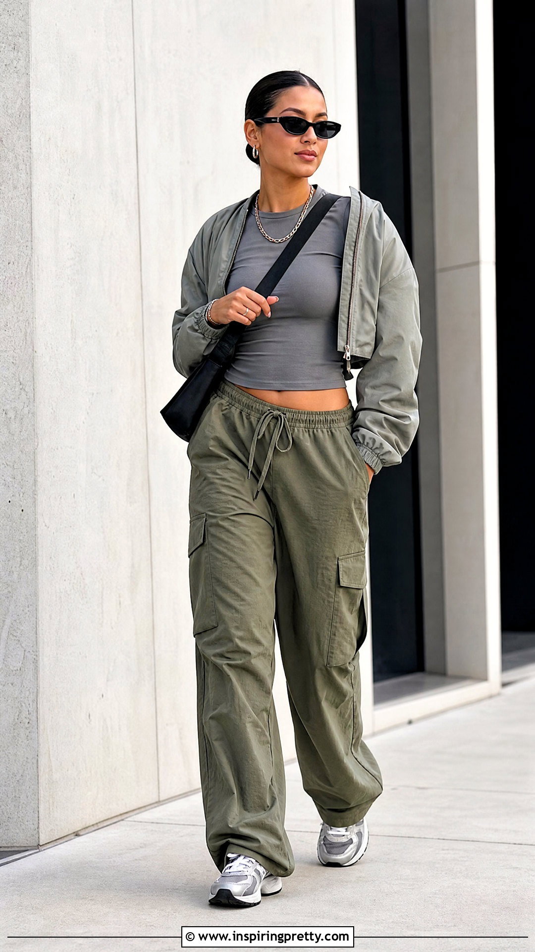 Gray Bonnie Top With Cargo Pants - 25 bonnie top brandy melville outfit ideas