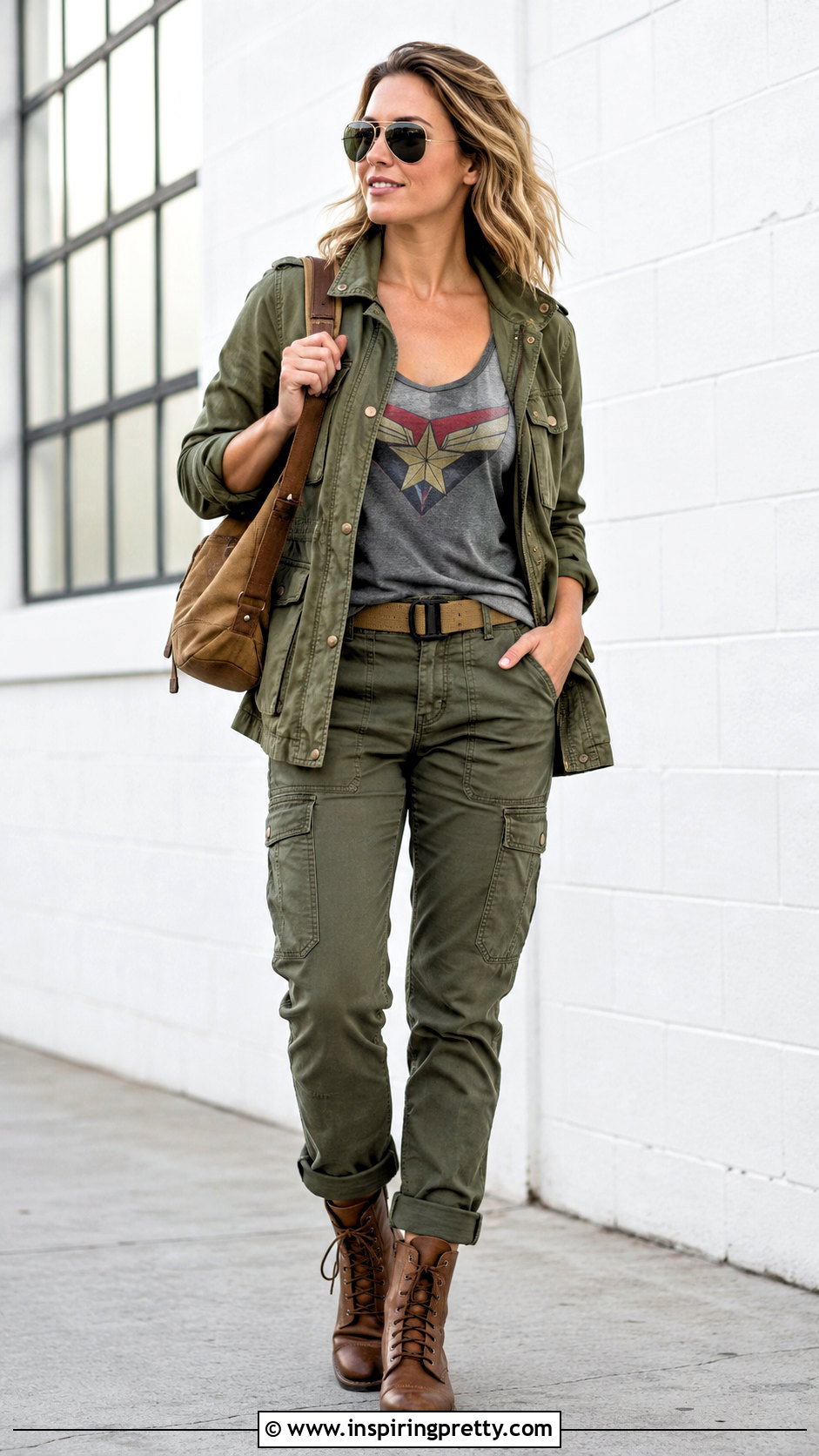 Gray Carol Danvers Tank Top With Utility Pants - 20 Carol Danvers Tank Tops