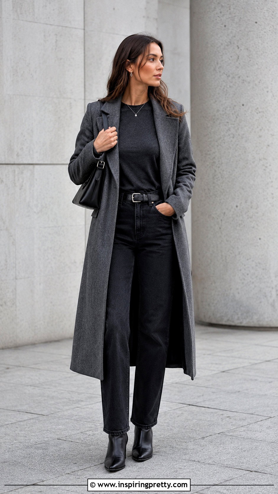 Gray Double Lined Top With Black Jeans - 50 double lining top outfit ideas
