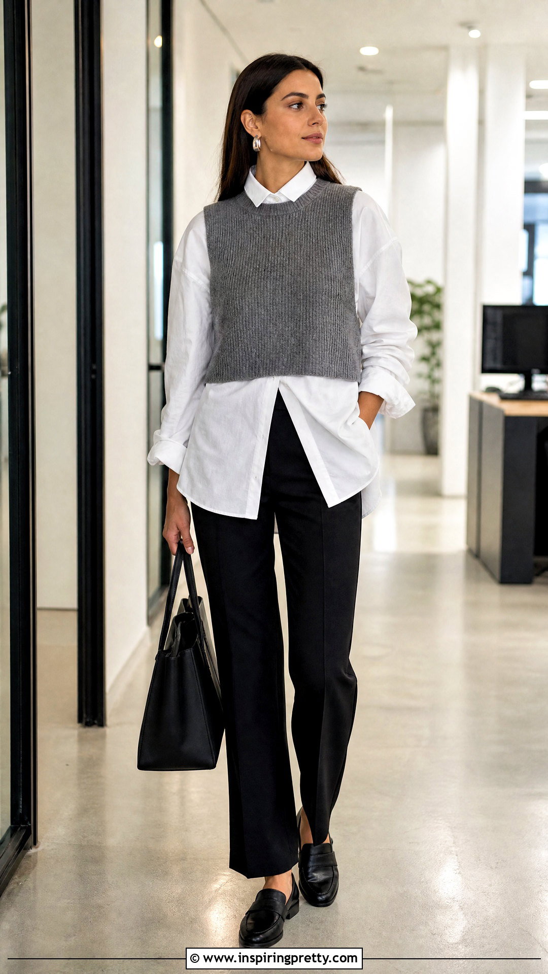Gray Knit Crop Top With White Button Down Shirt - 20 Gray Knit Crop Top outfit ideas