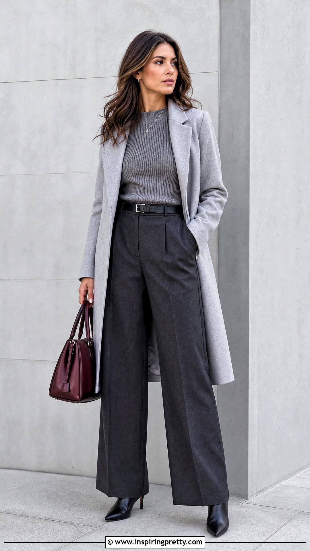 Gray Knit Top With Matching Trousers - 20 Fall Fashion Knit Top outfit ideas