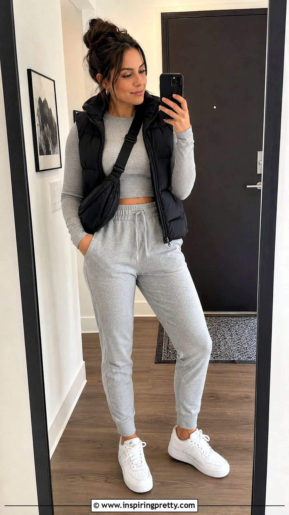 Gray Long Sleeve Crop Top With Matching Joggers - 25 Gray Long Sleeve Crop Top outfit ideas