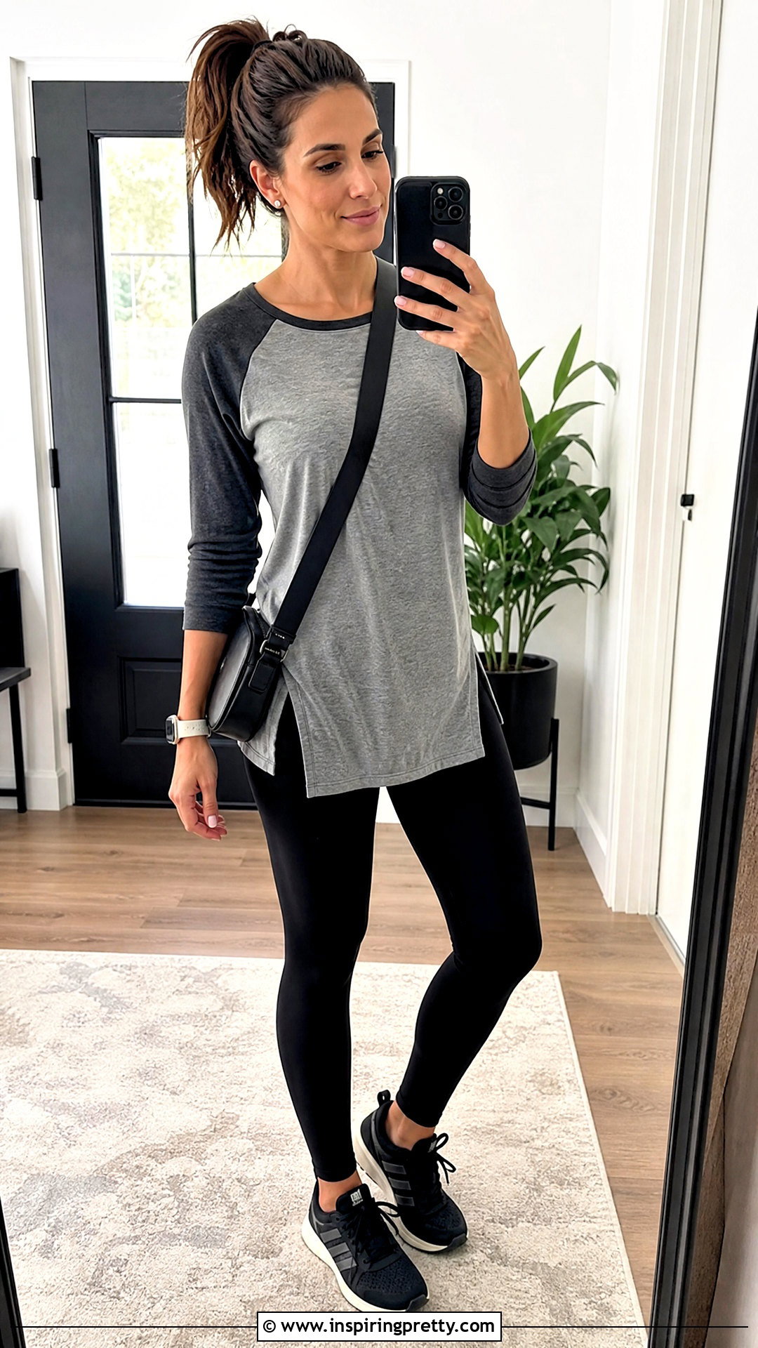 Gray Longline Raglan Top With Black Leggings - 20 knitted top with raglan in drops paris