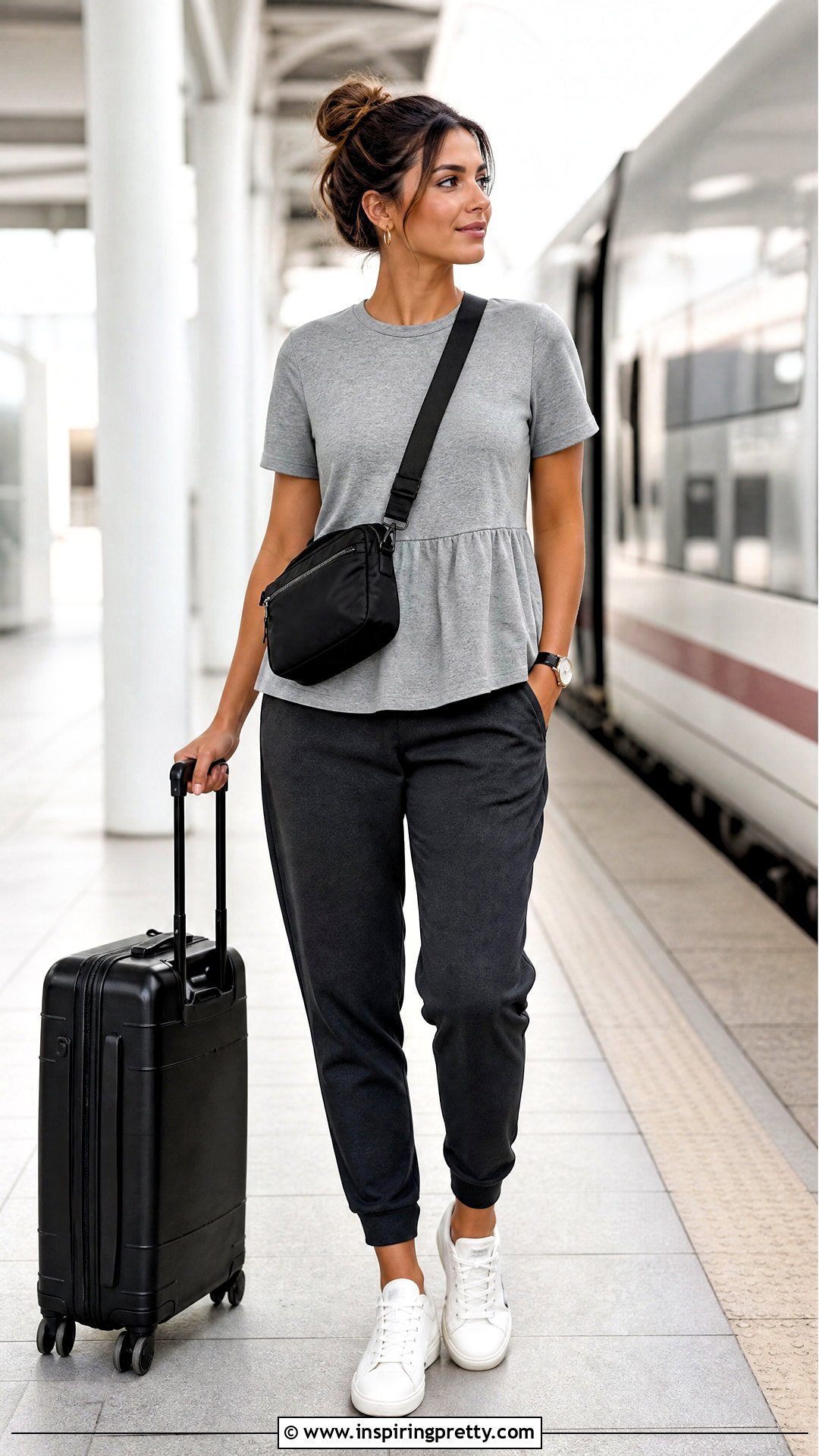 Gray Peplum Top With Jogger Pants - 20 Casual Gray Peplum Top outfit ideas