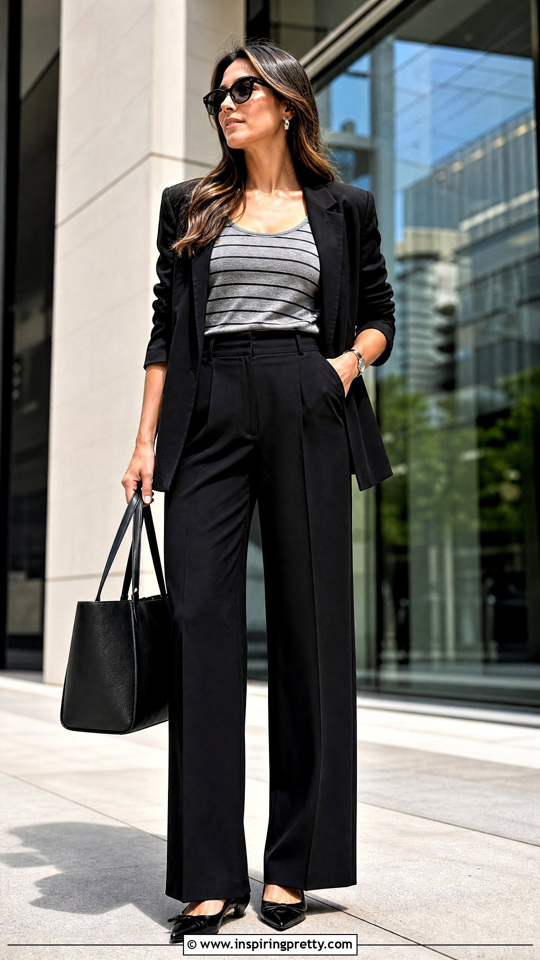 Gray Striped Tank Top With Black Tailored Trousers - 20 Gray Striped Tank Top On Hanger outfit ideas