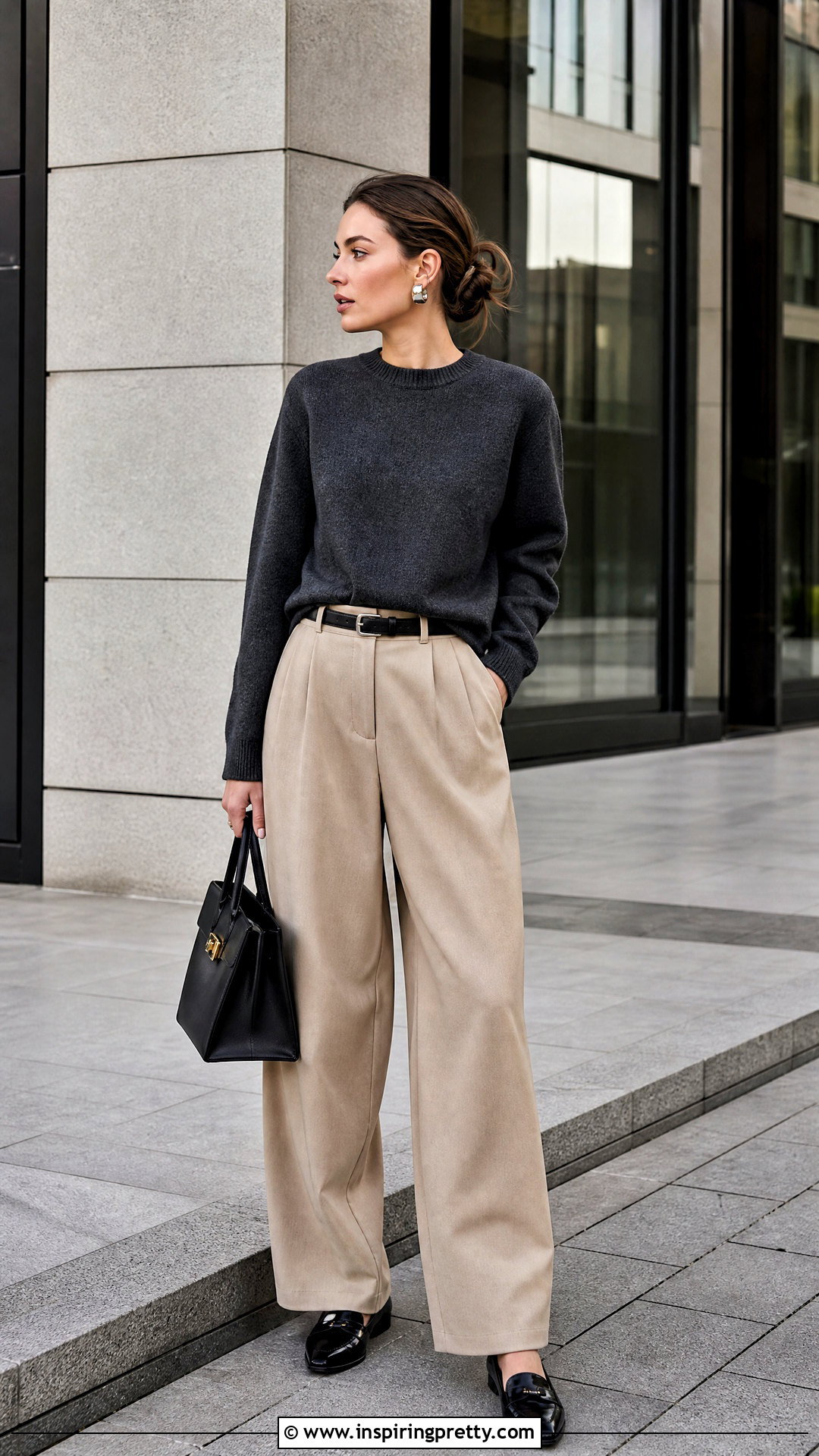 Gray Sweater With Beige Pants - what top goes with beige pants (20 ways)
