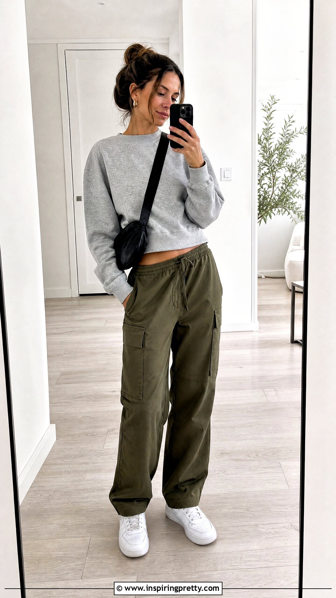 Gray Sweatshirt With Green Pants - What Top Goes With Green Pants (20 Ways)